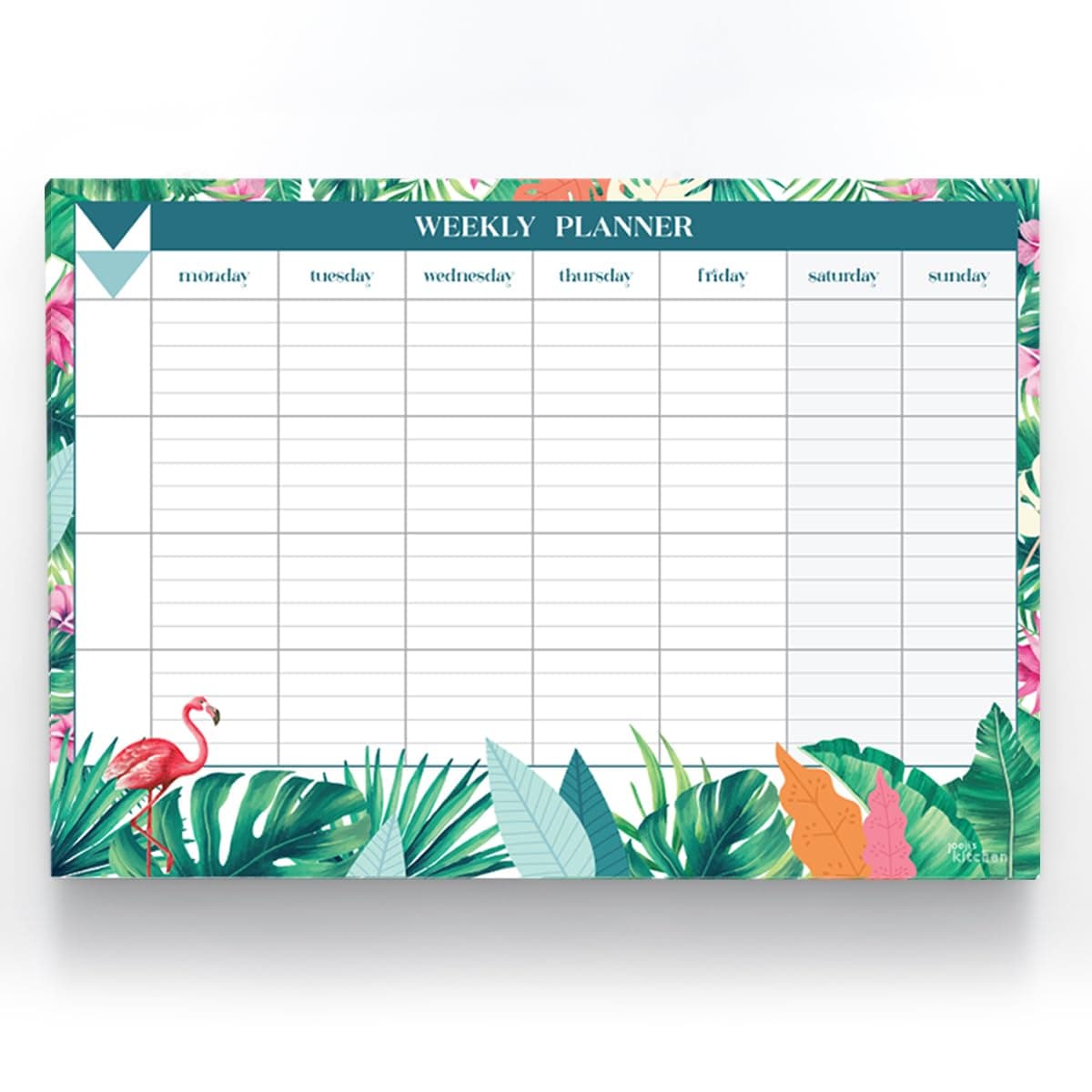 Joeji's Kitchen Weekly Planner Pad Tear Off Sheets 60 Pages A4 Organiser 100 GSM Offset Paper Punched Hole for Hanging Plan Your Weekly Timetable (Aqua)