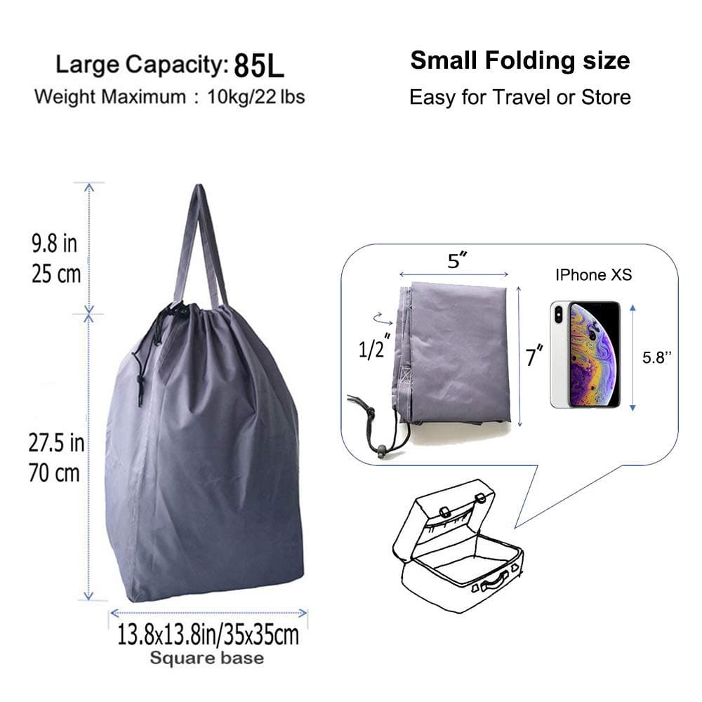 UniLiGis 25.6 inches Collapsible Large Laundry Hamper with 2 Detachable Laundry Bag,Foldable Dirty Clothes Hamper Organizer for Dorm Room,Cotton Linen Grey