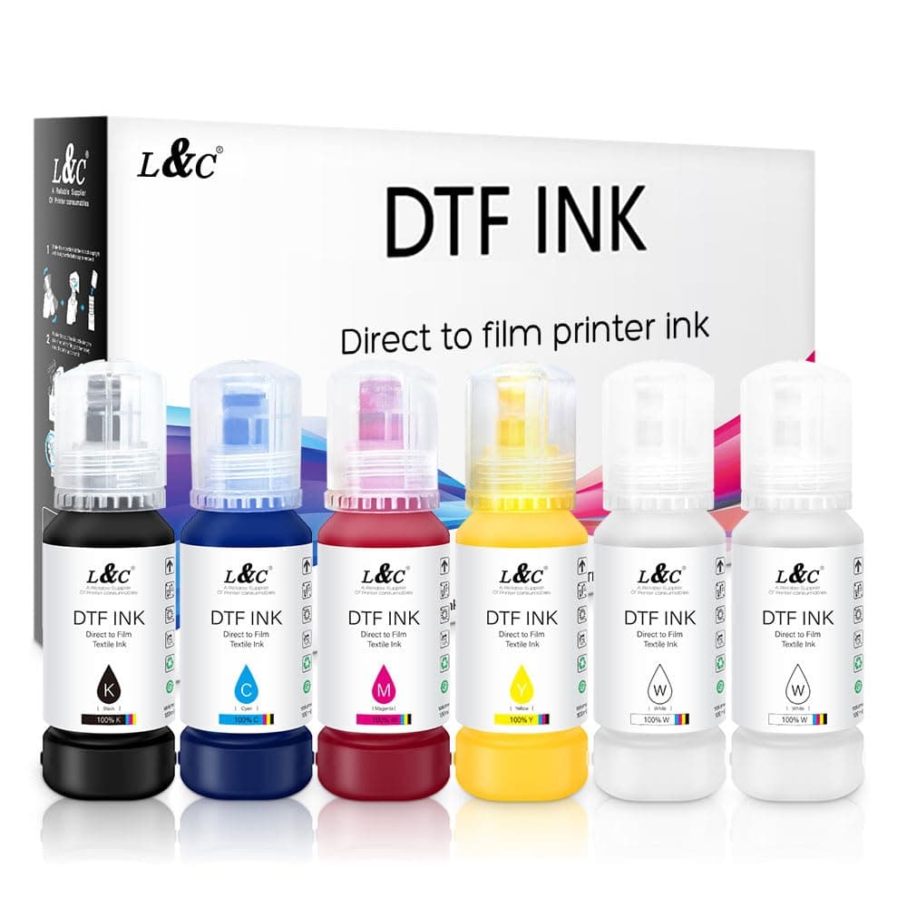 L&C DTF Ink for EPSON ET 8550, DTF Transfer Ink Refill for epson et-8550 D570 R1390 DTF Printers, Heat Transfer Printing Ink Set 100ml X 6