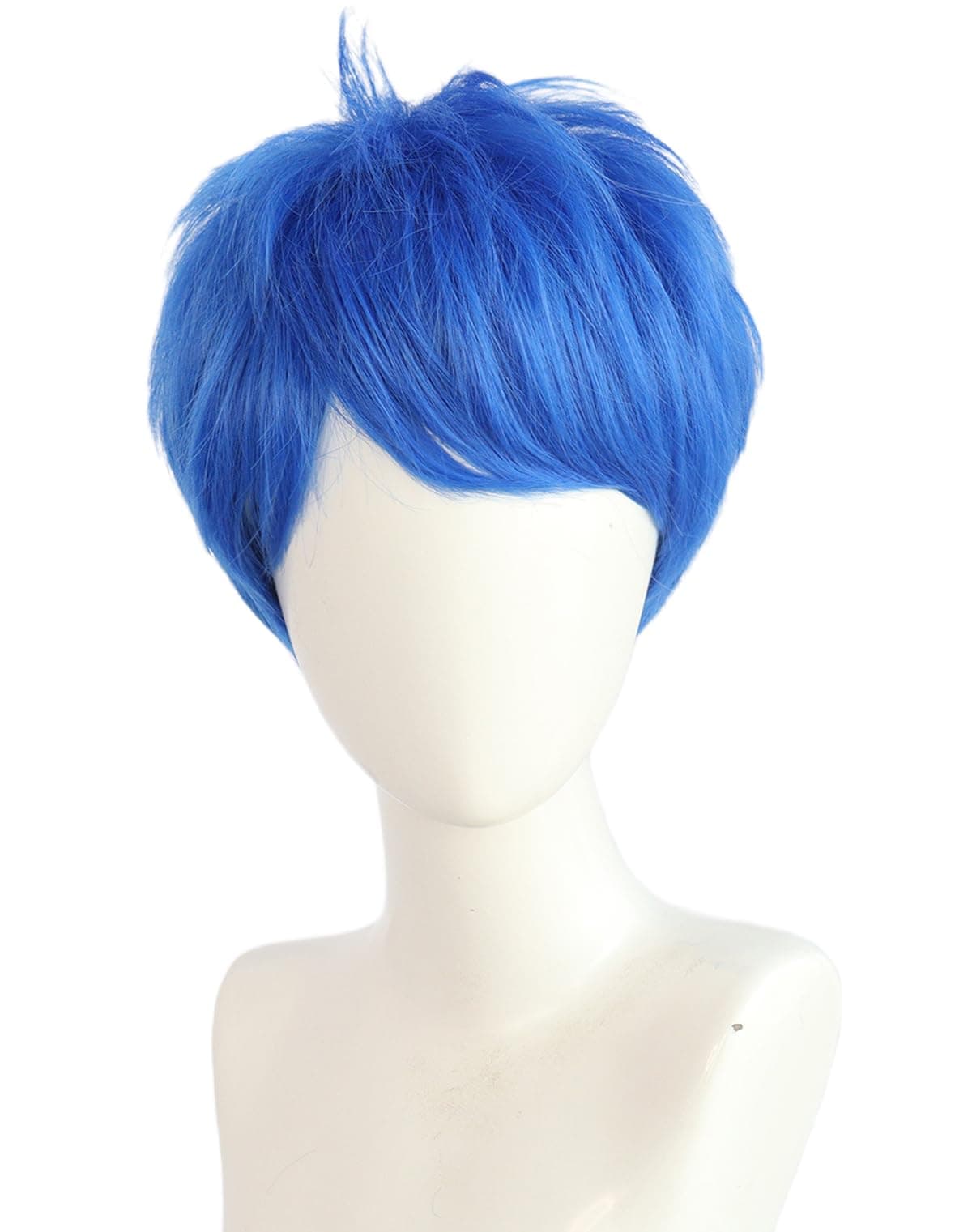 Unisex Short Blue Wig, Pixie cut Synthetic Hair for Joy Anime Costume Cosplay Party, Comic-Con, Comes with Wig Net Cap; 55TNL