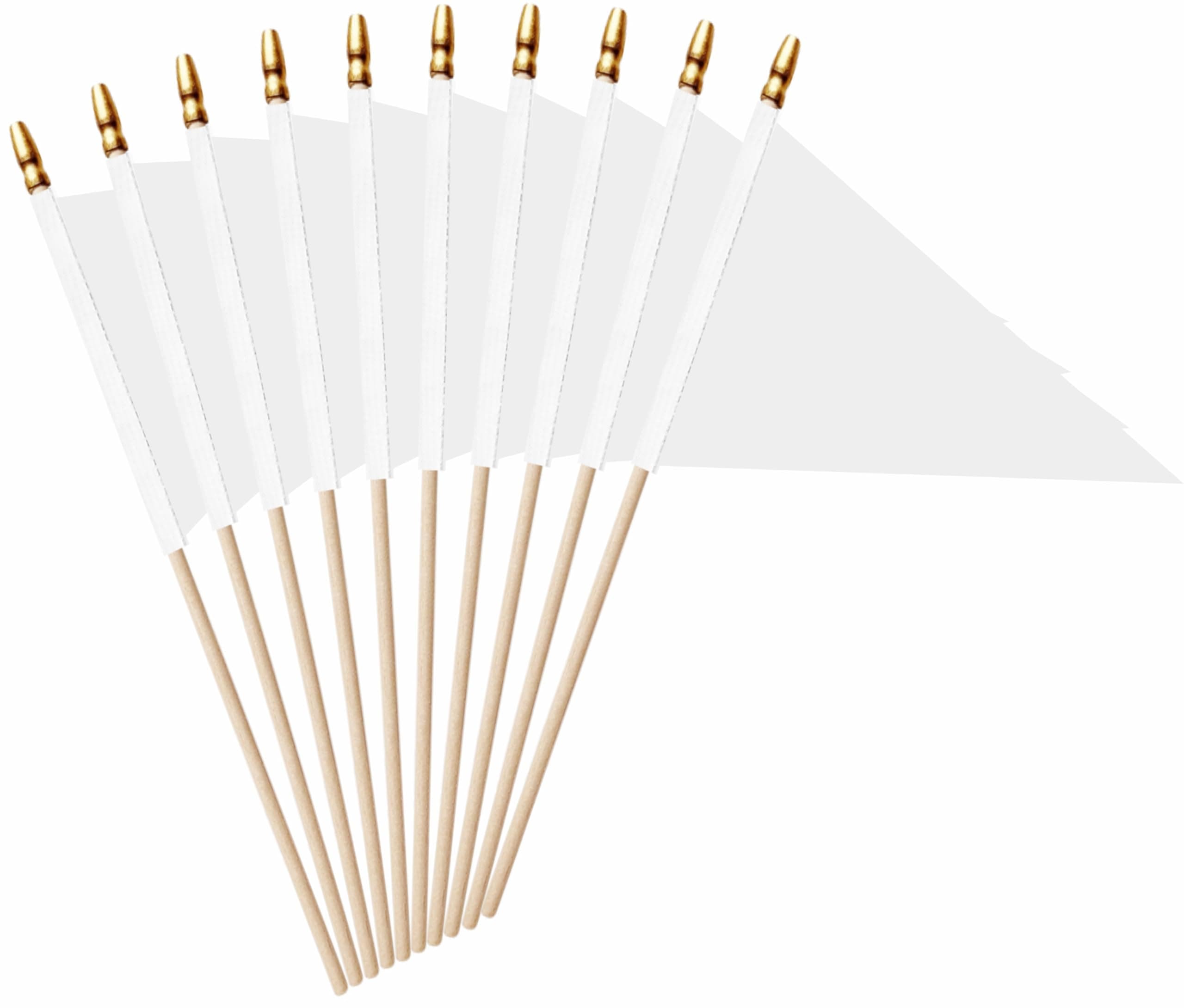 20 Pack White Mini Pennant Wood Stick Sublimation Flag Set - 5x8 Inch Solid Color Blank Hand Held Small Miniature Triangle Plain Flags for DIY Graffiti,School,Kids Birthday,Grand Opening