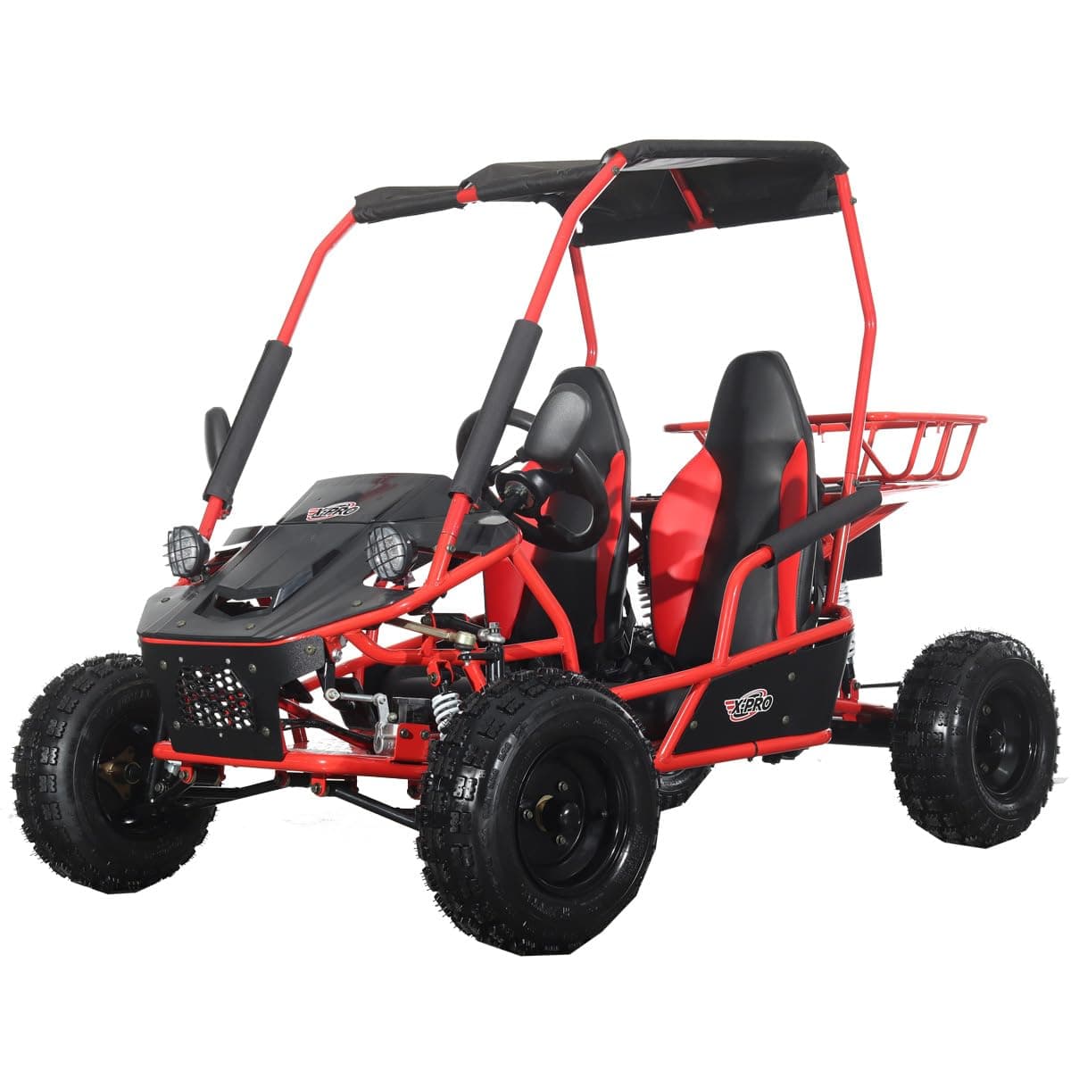 X-PRO E-Rover 2000 Electric Kids Go Kart with Reverse and Rear Disc Brake! Big 8” Wheels! (Red)
