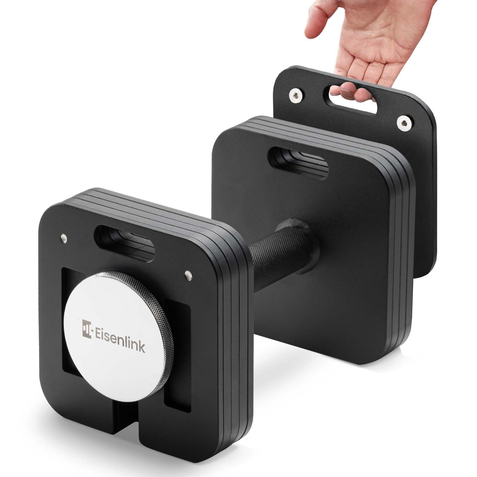 Eisenlink Adjustable Square Dumbbell 1 Piece 20kg - Innovative Ultra Compact Adjustable Dumbbell with Anti-Slip Grip for Fitness Training Gym Home