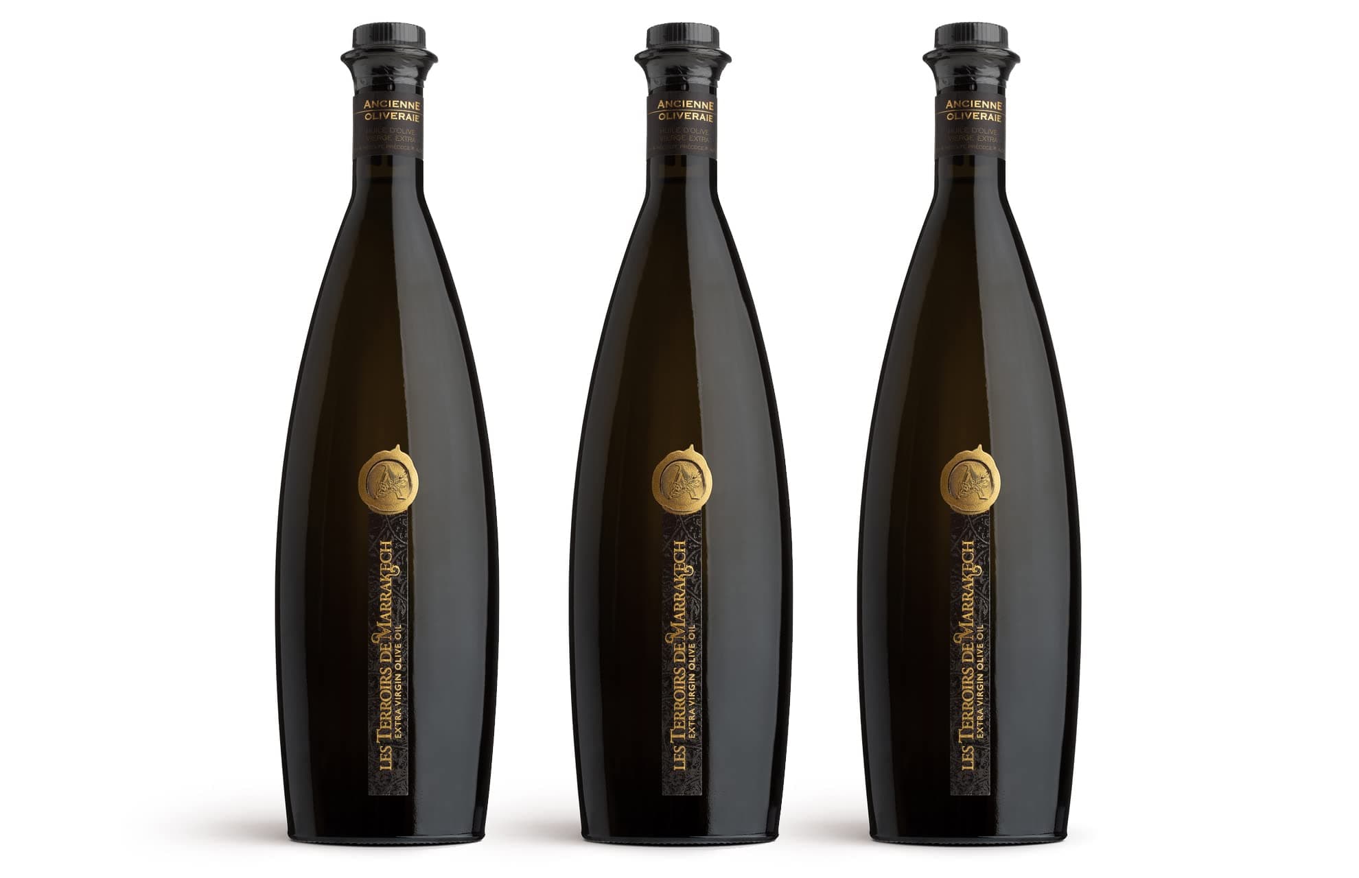 Moroccan Organic Extra Virgin Olive Oil, Polyphenol Rich, Cold Pressed from Bicentenary Olive Trees, Most Awarded, LES TERROIRS DE MARRAKECH - 17 Fl Oz Glass Bottle- 3 pack