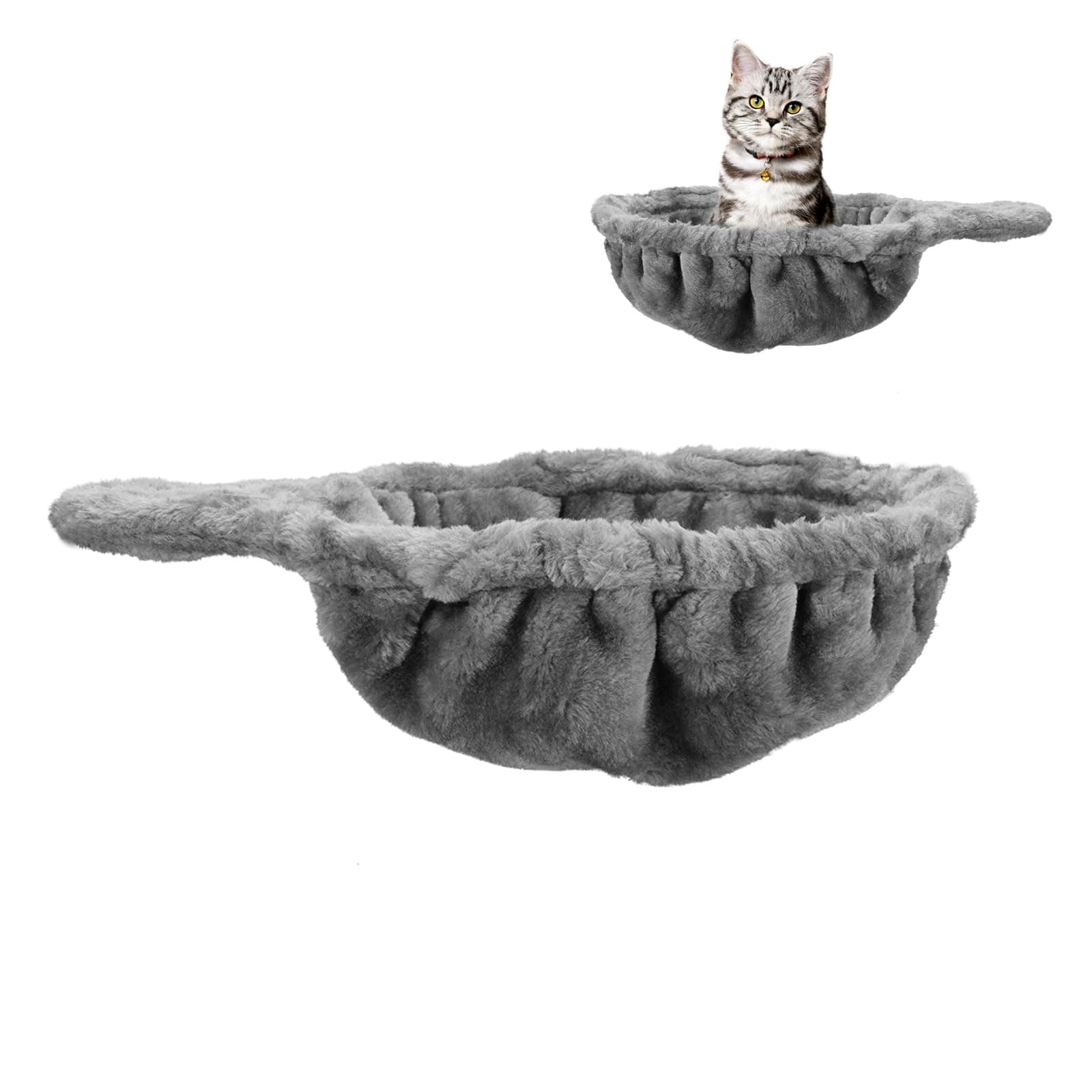 Cozy Cat Tree Hammock for Large Cats With Deep Basket - Add On Attachment Design for Cat Tower, Replacement Extra Large (12.4") (Grey)