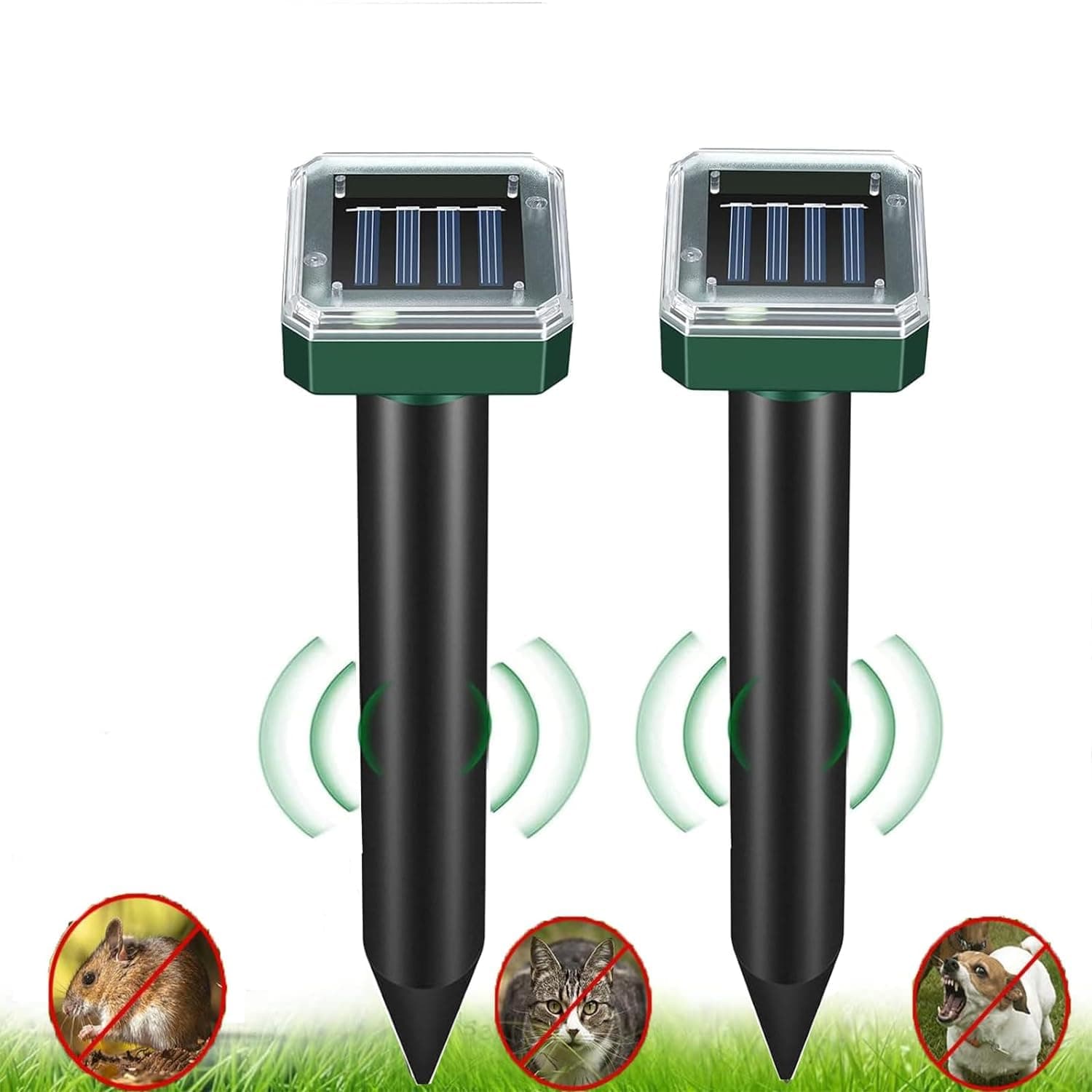 BHW Solar Upgrade Mole Repellent for Lawns, Solar Powered Mole Repellent for Garden, Mole Remover, Snake, Vole, Ground Squirrel, Marmot (Pack of 2)