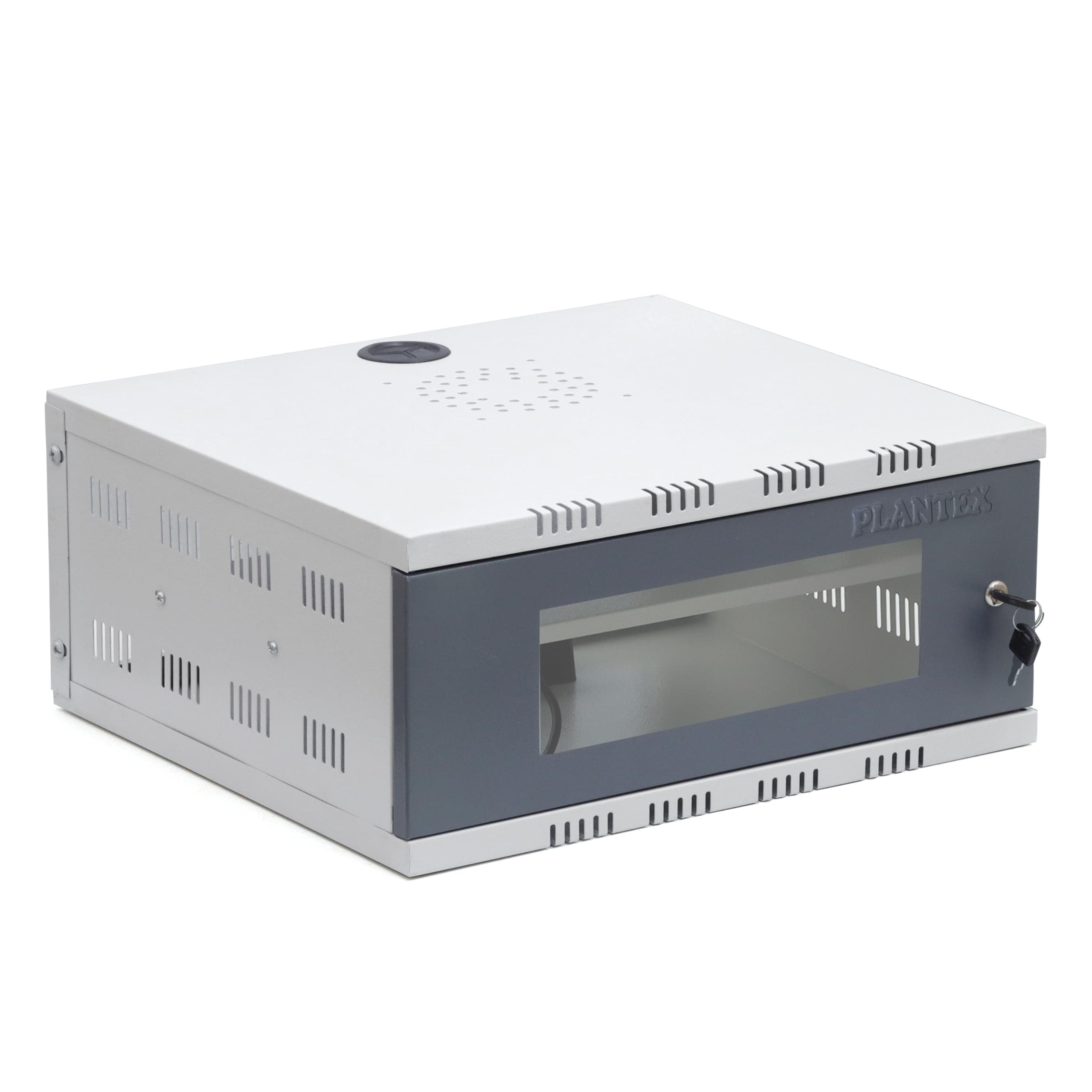 Plantex CCTV/NVR/DVR Cabinet Box/Network Rack/CCTV Box Cabinet with Lock and Keys/Server Rack with Power Socket - 3U+, (White) Transparent Glass Door dvr Box for CCTV