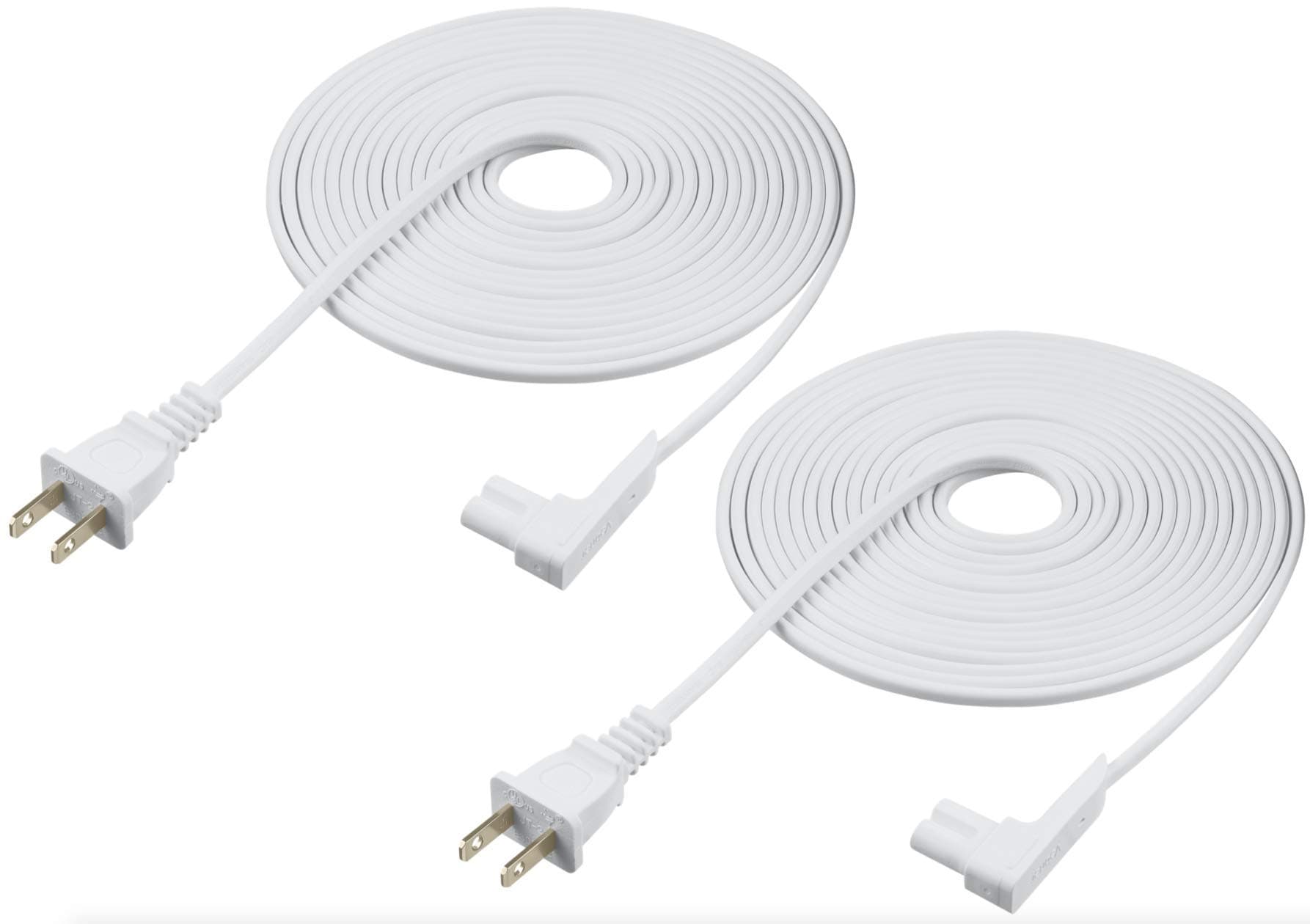 - 16-Foot 2-Pack Power Cord Compatible with Sonos One, Sonos One SL, Sonos Play-1 Speakers - Power Plug Cable (Extra Long, White)