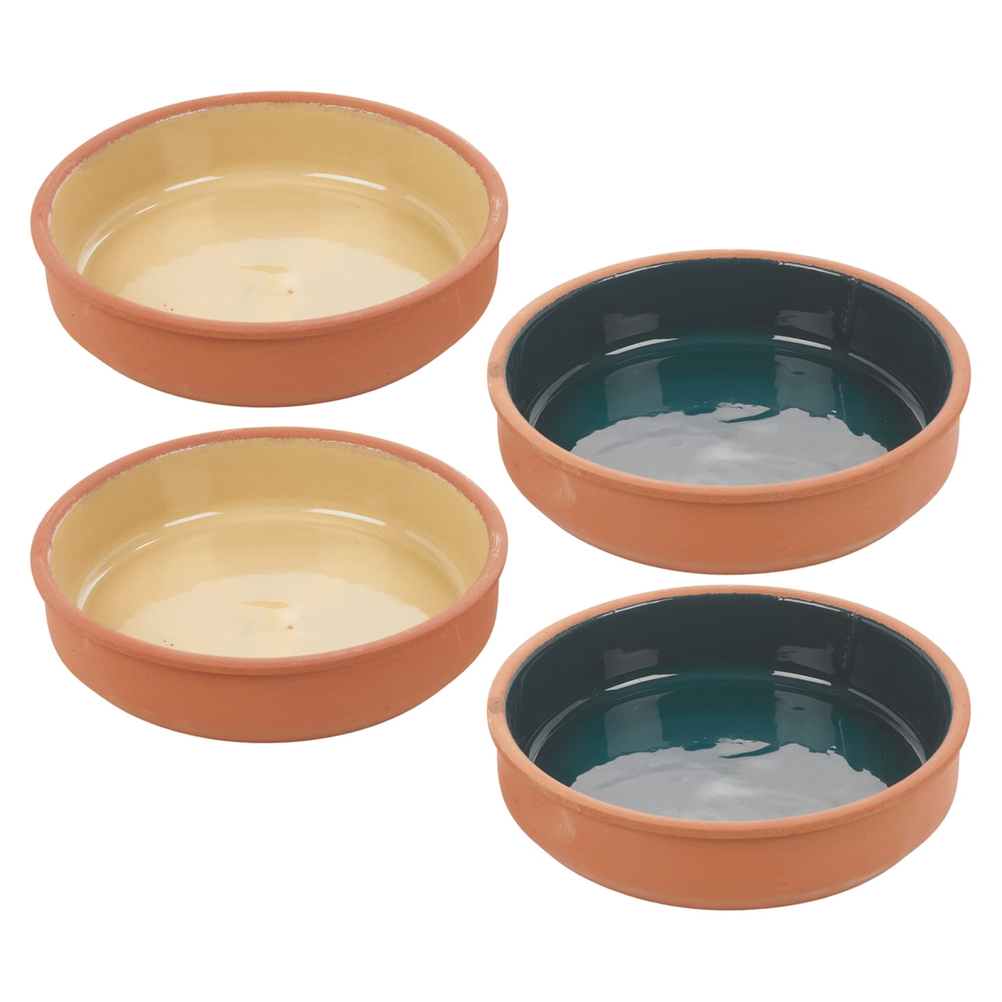 Mix Colour Terracotta Ramekin Set 16cm Oven Cooking Dish Serving Dip Tapas Bowl (4)