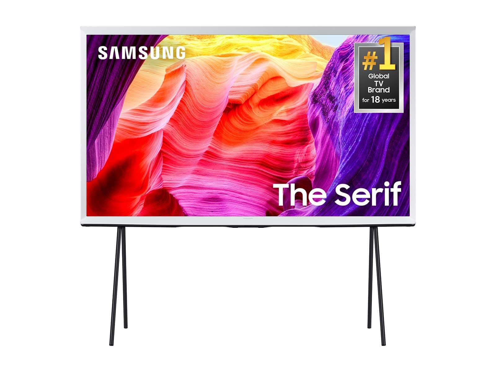Samsung 43-Inch Class QLED 4K The Serif LS01D Series Quantum HDR Smart TV with 360 L-Shape Design, Anti-Reflection Matte Display, Detachable Easel Stand, Alexa Built-in (QN43LS01D, 2024 Model)