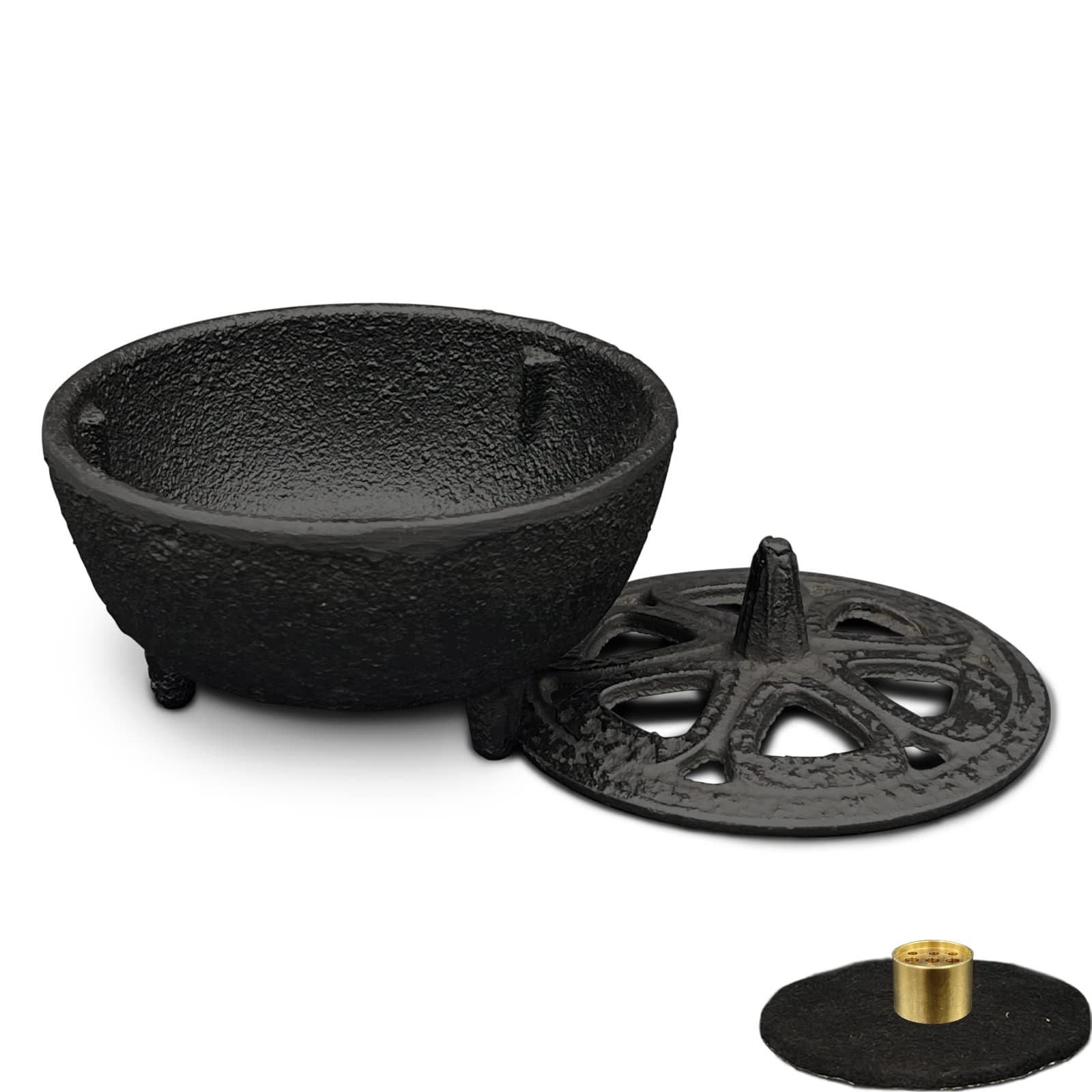 Incense Burner, Incense Burner Holder, Cast Iron Incense Burner with Incense Stick Holder and Fireproof Cotton. Ideal for Incense Sticks, Resin Incense, Cone Incense and Ritual Purpose, Decor, Etc.…