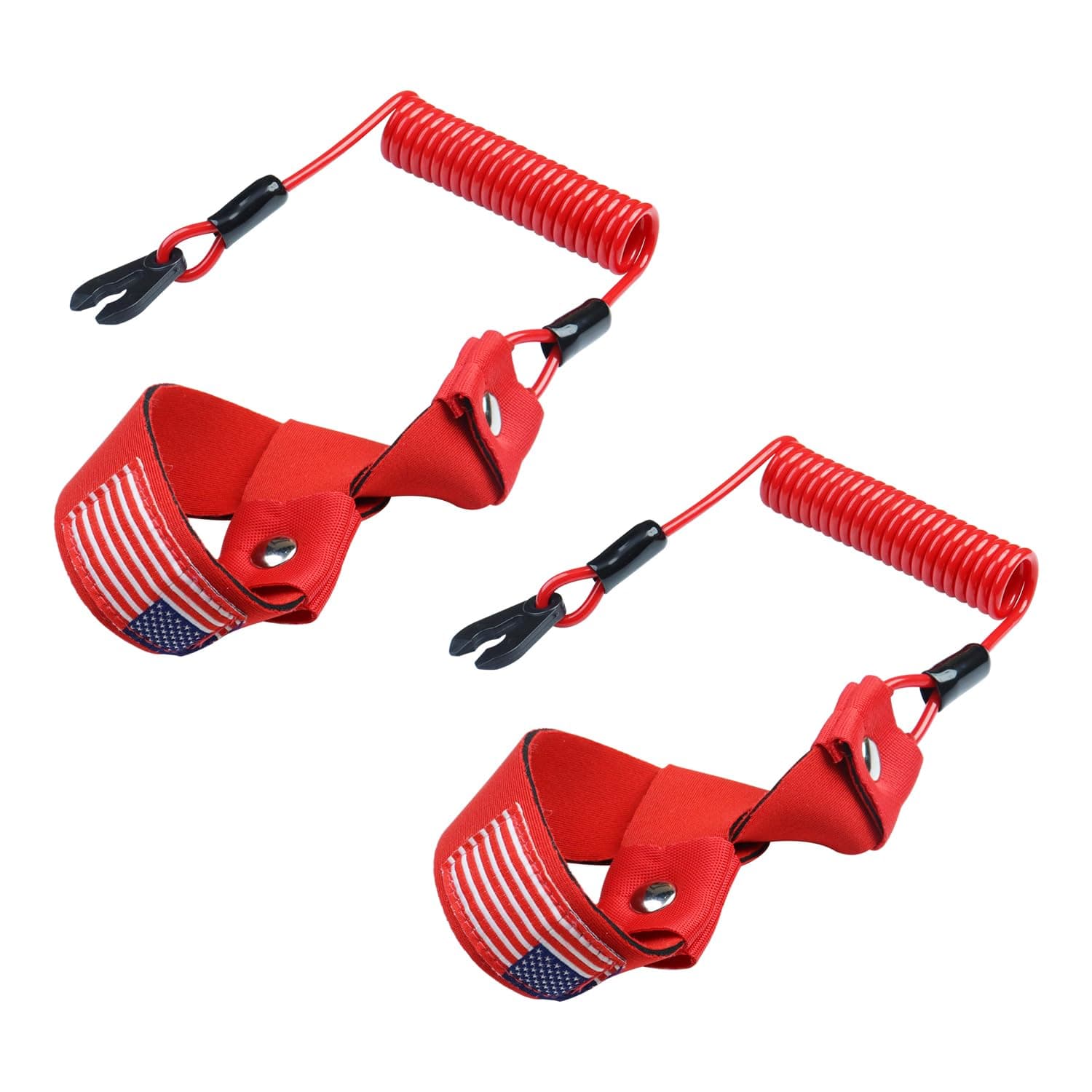 2PCS Kill Switch Lanyard for Boat Jet Ski Lanyard Wrist Strap Replace EW2-68348-00-00 Suit for Yamaha Marine Outboard Motor Ignition Emergency Kill Stop Cord Tether (Red with Flag)