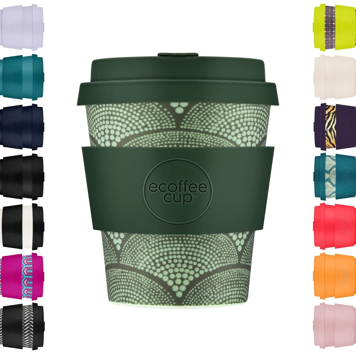 Ecoffee Cup 8oz (240ml) Reusable Coffee Cup – PLA Plant-Based Travel Mug with Silicone Lid, Melamine Free & Dishwasher Safe – Not that Juan