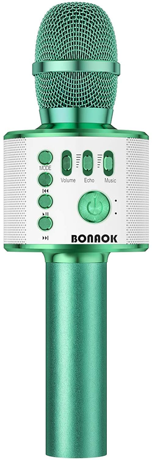 BONAOK Wireless Bluetooth Karaoke Microphone, 3-in-1 Portable Handheld Mic Speaker for All Smartphones, Gifts for Boys Kids Adults All Age Q37(Green)