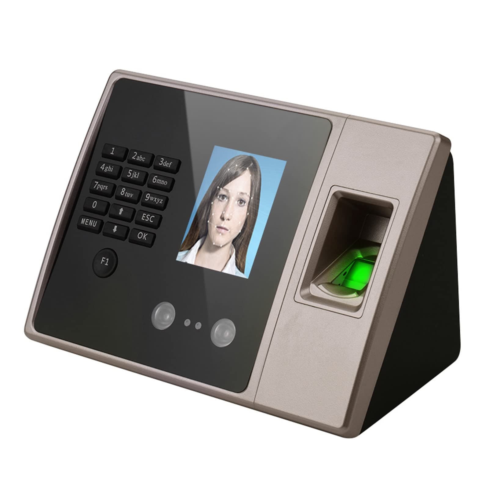 Intelligent Biometric Fingerprint Time Attendance Machine with HD Display Screen Time Clock Support Face Fingerprint Password Employee Checking-in Recorder Reader Support USB Disk Access Control