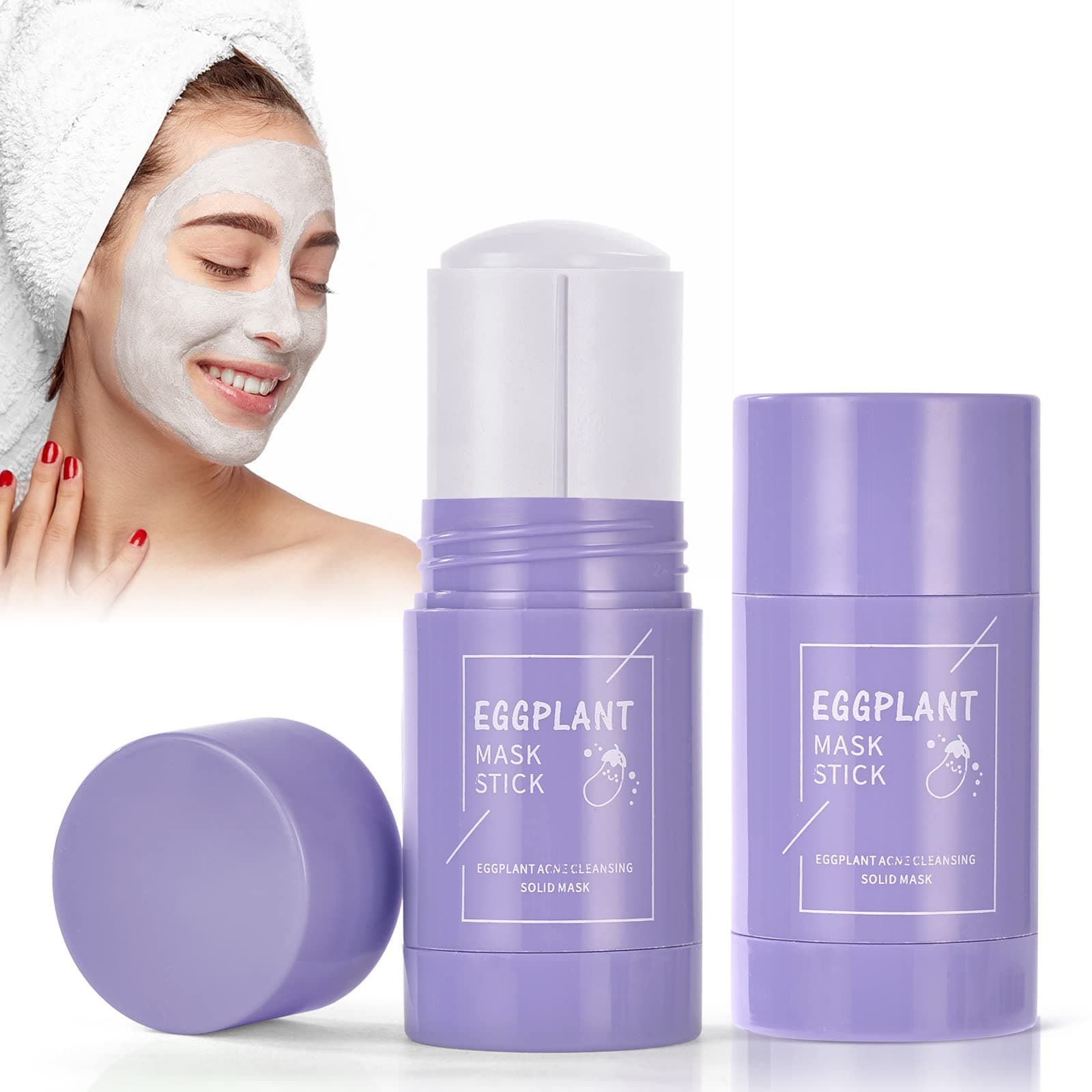 AOOWUGreen Tea Cleansing Mask Stick, 2 Pack Purifying Green Clay Mask, Poreless Deep Cleanse Anti-Acne Oil Control Green Tea Mask for Blackhead Remover, Solid Face Stick for All Skin Types Women Men