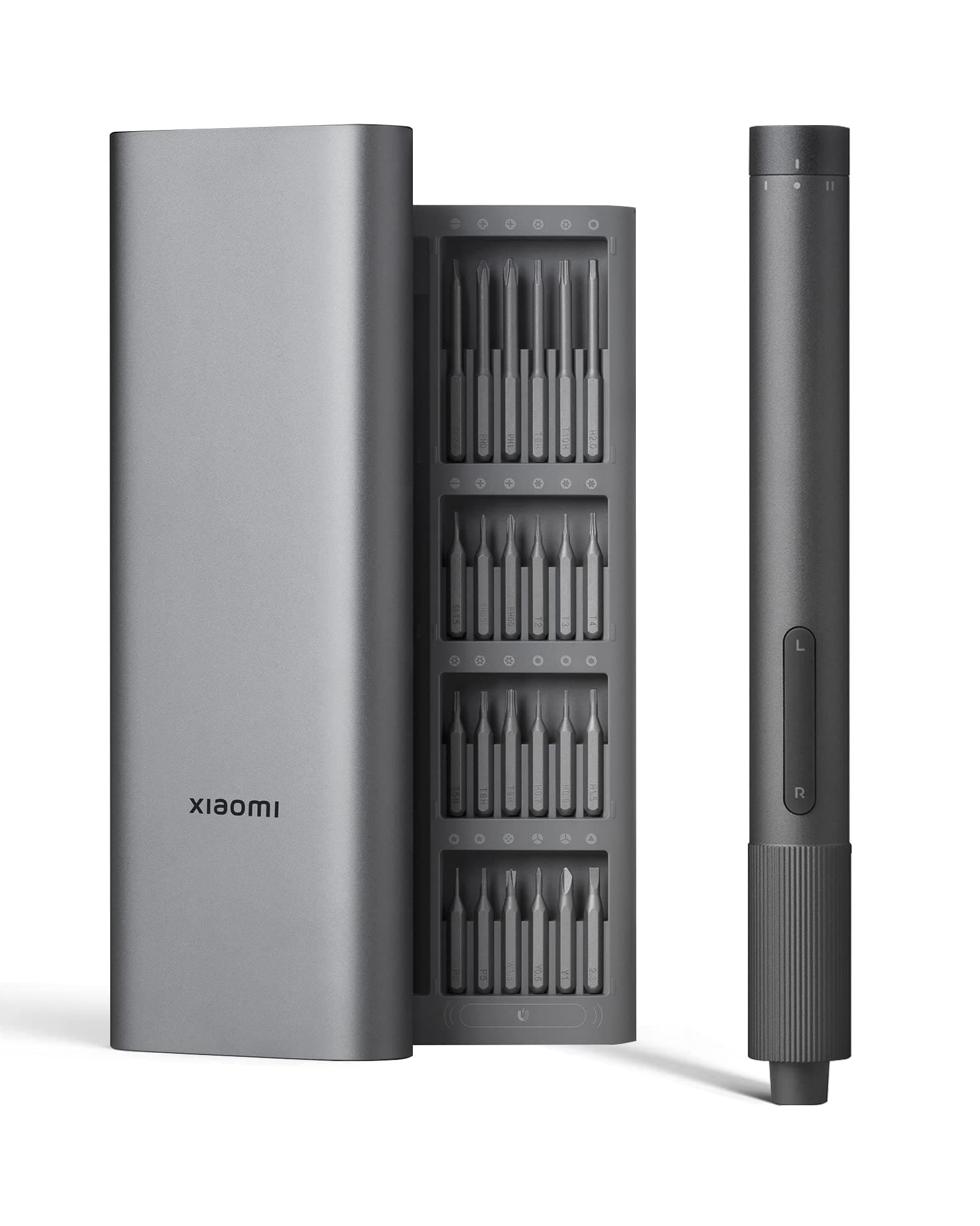 Electric Precision Screwdriver | 2 Speed Adjustable Torque | 24 Screwdriving Bit - Magnetic Container | 170rpm Powerful Motor Speed | 350mAh Battery | for Laptops, Mobiles | S2 Steel | Grey