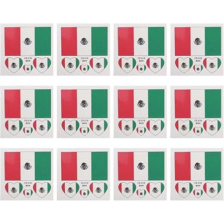 12pcs Countries Flags Temporary Tattoo Mexico Flag Tattoo Decals Waterproof Face Stickers for Games Sports International Competitions