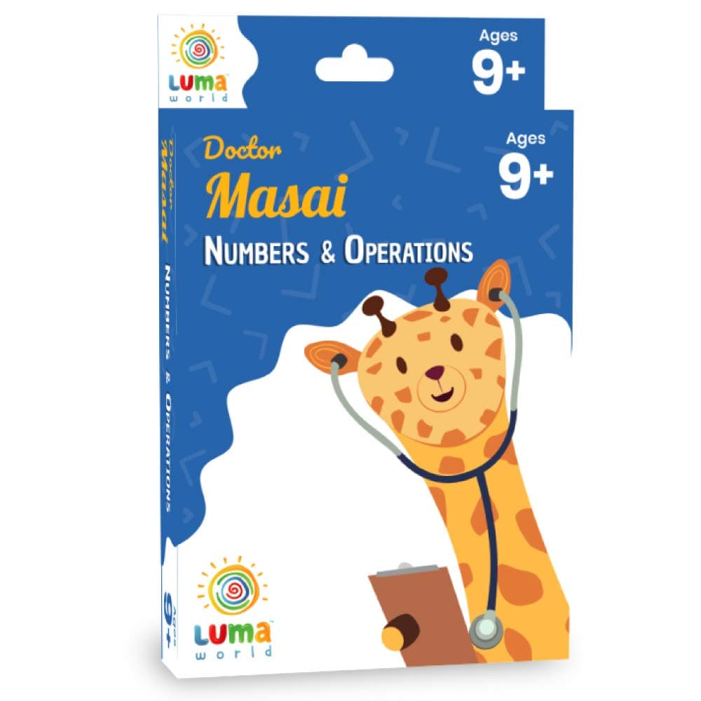 Luma World Doctor Masai Educational Game-Based Math Flash Cards with a Fun Magic Glass to View Hidden Numbers for Ages 9+ Years to Learn Grade 4 Numbers and Operations, Set of 50 Cards