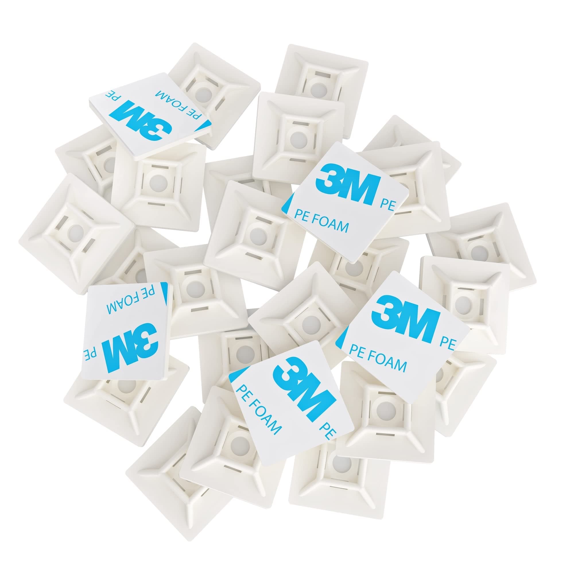 intervisio Cable Tie Mounts, 28 mm x 28mm, Self Adhesive Base for Zip Tie, Bases Holder Pads, 100 Pieces, Ivory White Natural Neutral