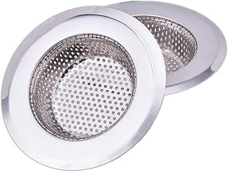 CORNERJOY 4.5 Inch Diameter Rim Heavy Duty Stainless Steel Kitchen Sink Basket Strainer, Large (Pack of 2)