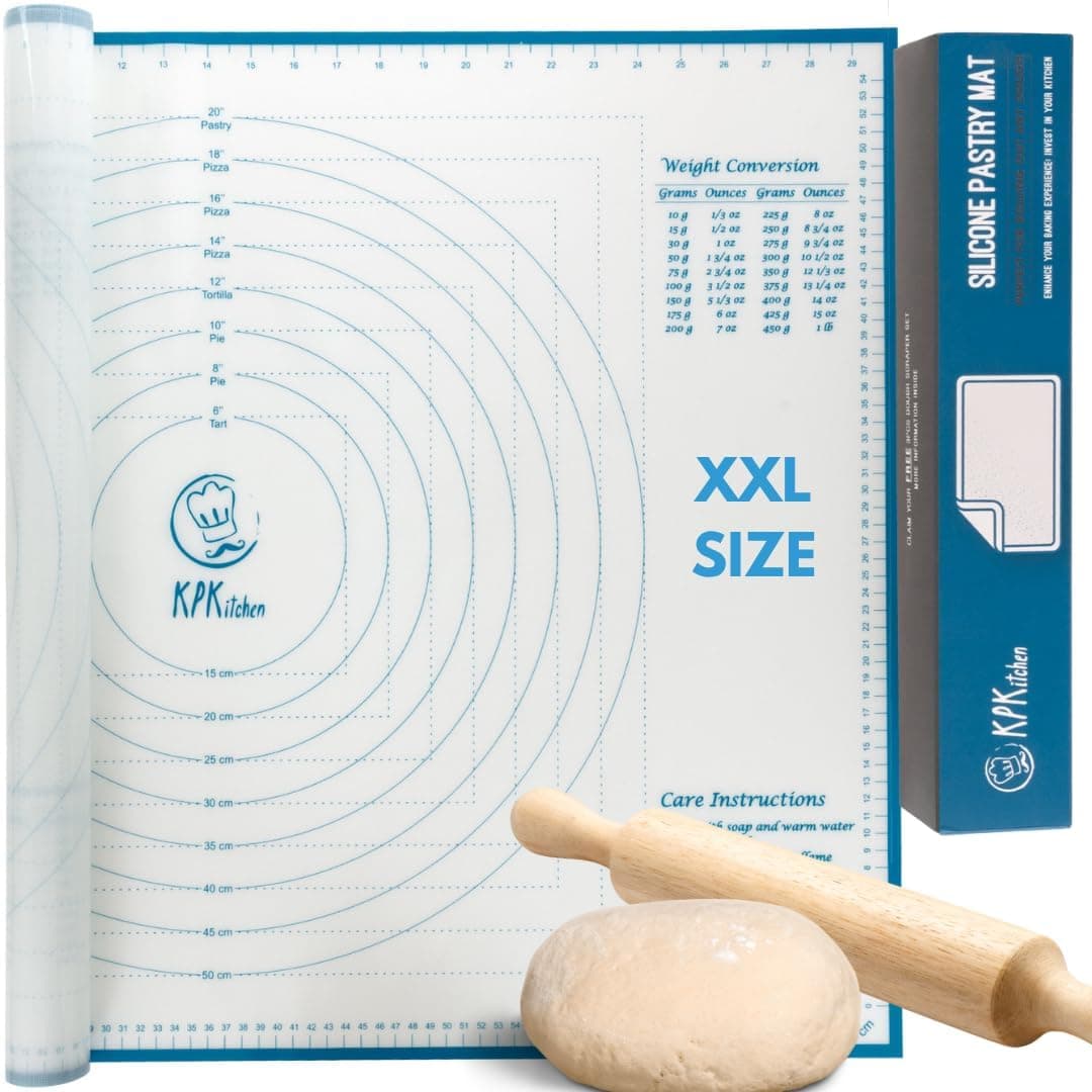 XXL Silicone Pastry Mat – Non-Slip, Easy-Clean Rolling Mat for Dough, Cookies, Pie, Bread, Pizza & Fondant – Extra Large 23.5” x 31.5” Baking Mats Board with Printed Measurements & Conversion Chart