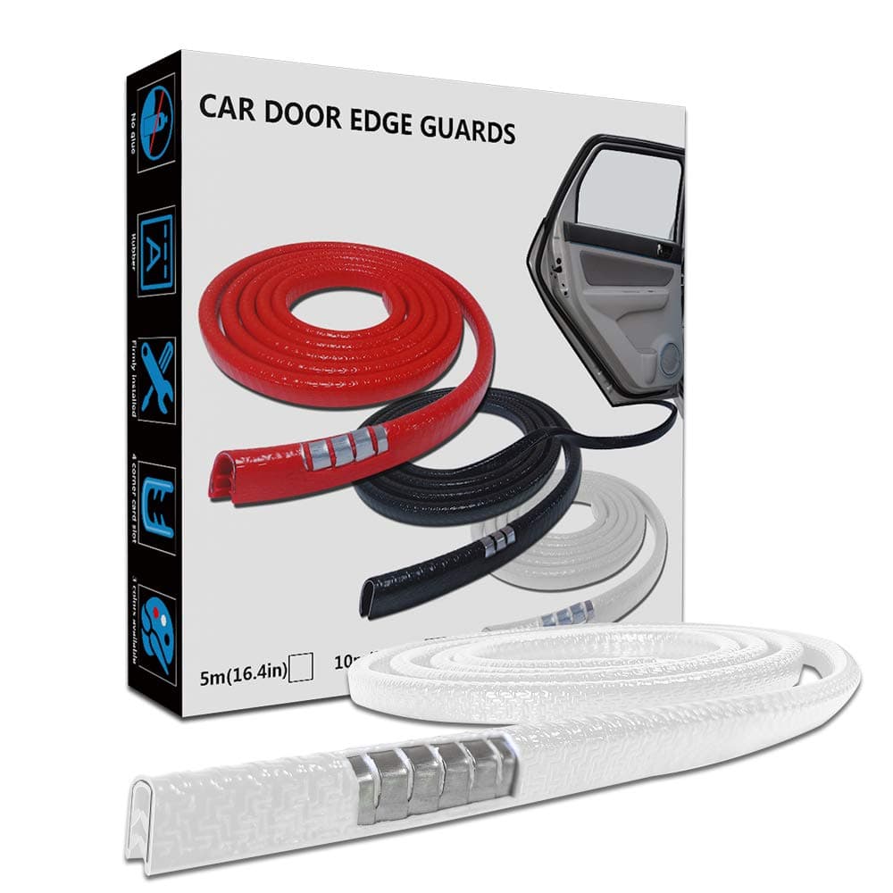 LEADTOPS Car Door Edge Guards, 16.4FT 5M U Shape Moulding Rubber Edge Trim Car Door Protector Guard White Color