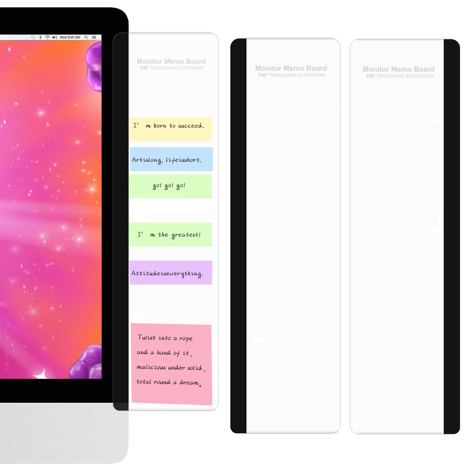 Monitor Memo Board - Multifunction Computer Transparent Side Panel Creative Desktop Easy to Use Suitable for Home Office Left and Right (2pcs)