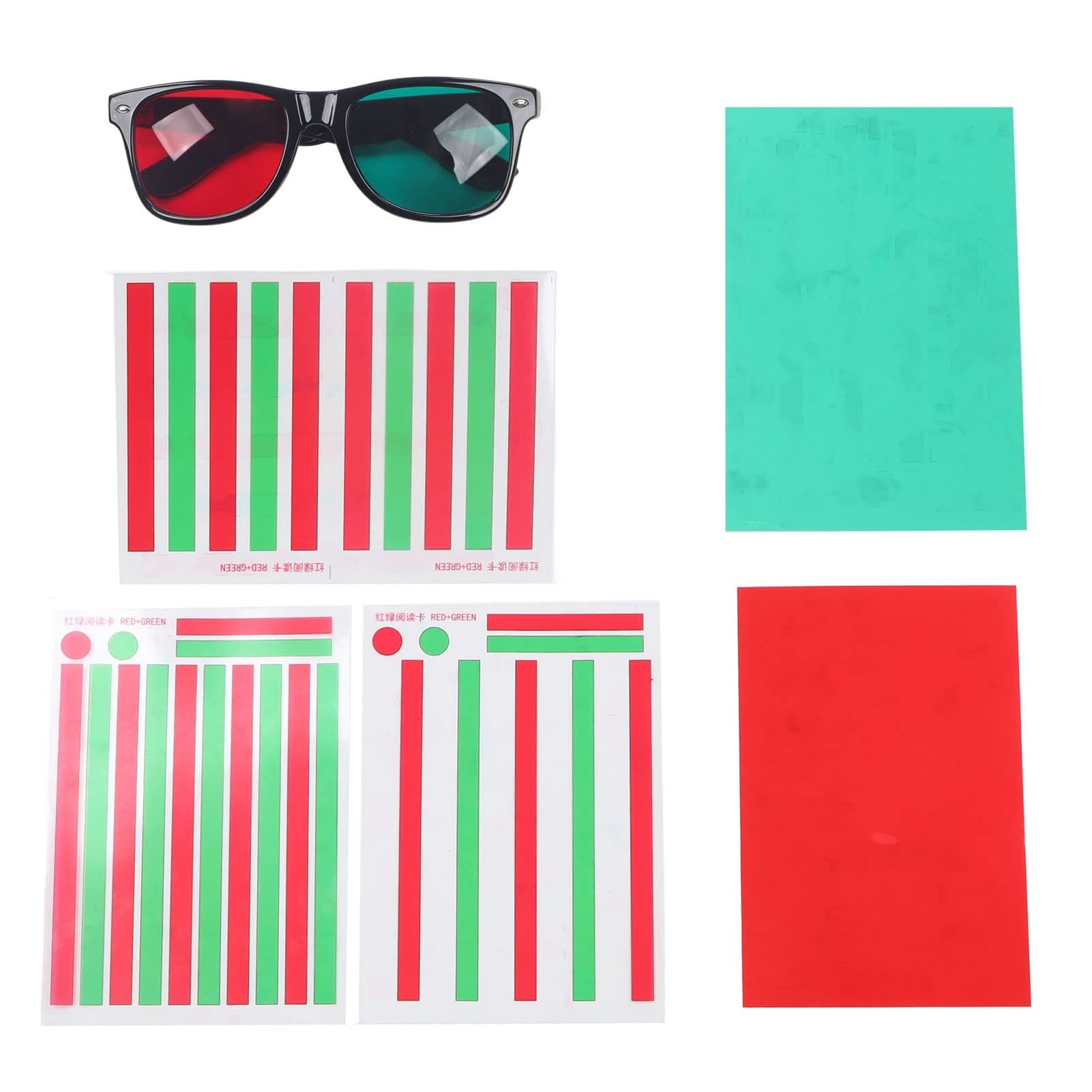 Red Green Vision Therapy,Amblyopia Vision Cards,Semme Eye Training Cards for Myopia, Strabismus, and Amblyopia with Red Green Glasses