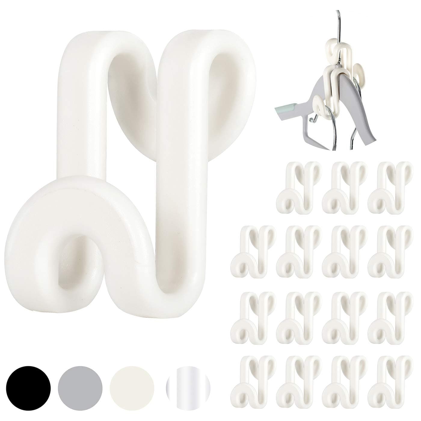 Mlici Cascading Hanger Connector, 60 Pcs Plastic Connector Hooks for Velvet Hanger or Clothes Hangers, Space Saving Hangers Hooks Closet Organizer - White