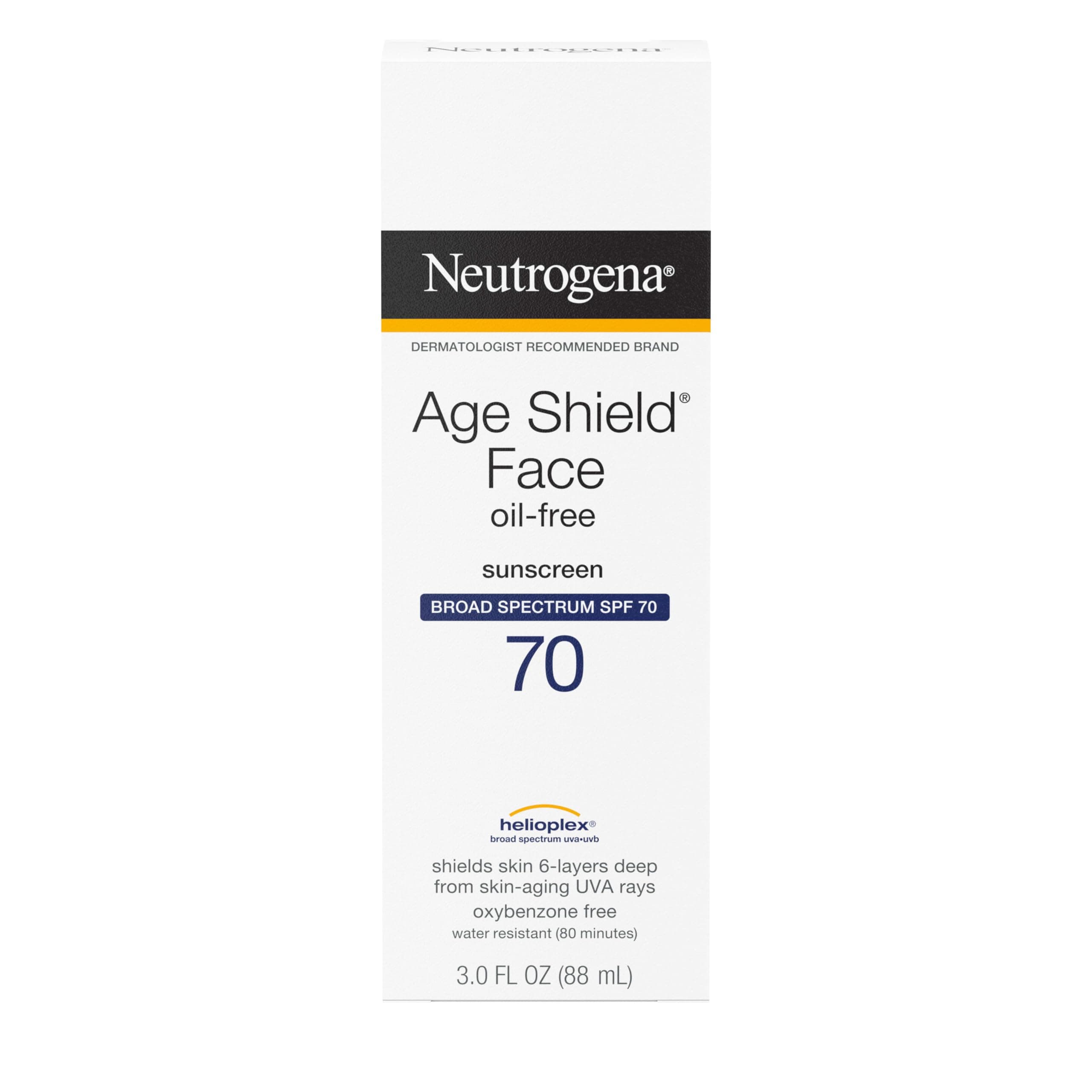 Age Shield Anti-Oxidant Face Lotion Sunscreen with Broad Spectrum SPF 70, Oil-Free & Non-Comedogenic Moisturizing Sunscreen to Prevent Signs of Aging, 3 fl. oz