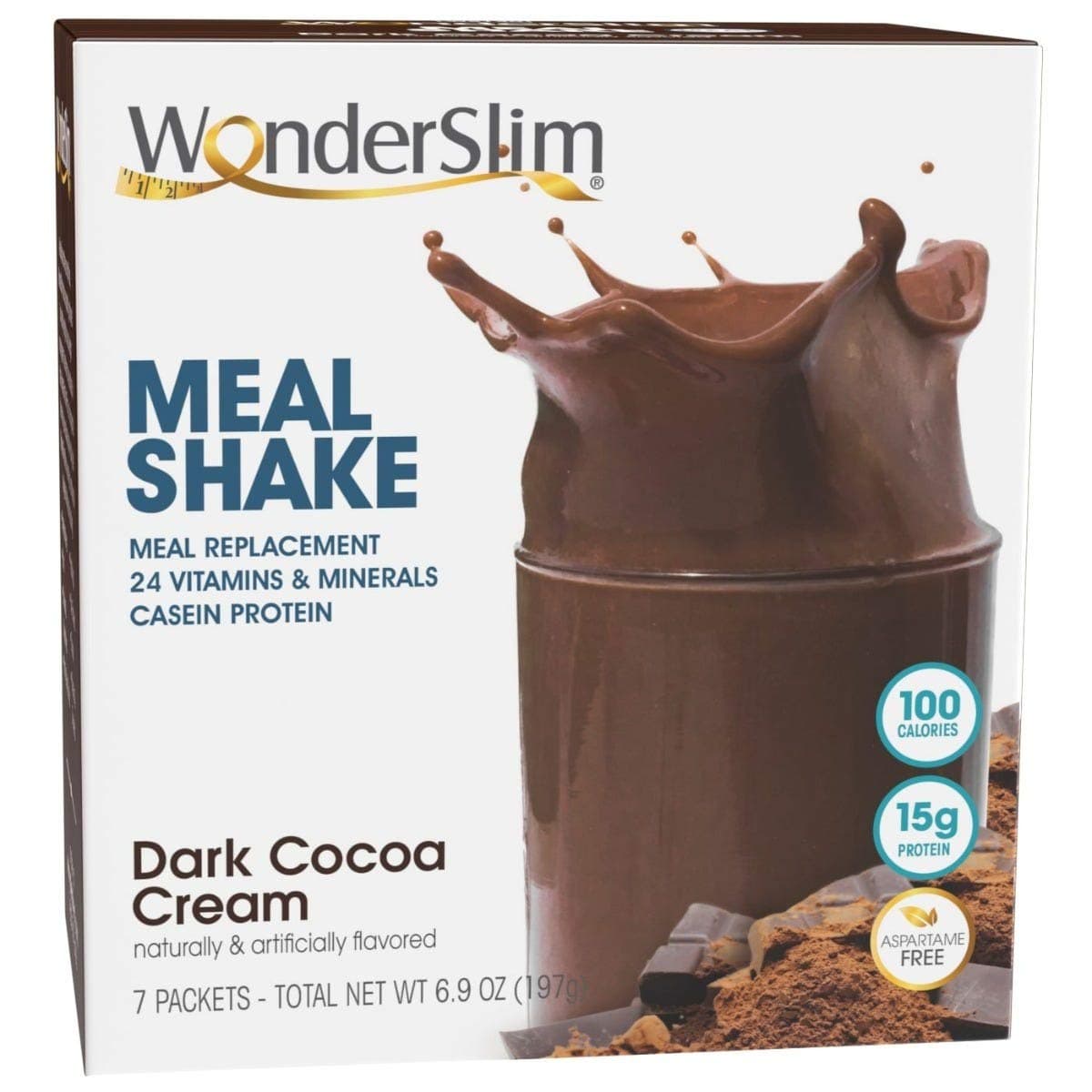 WonderSlim Meal Replacement Shake, Dark Cocoa Cream (7ct) 3 Box Value Pack (Save 10%) - 15g Protein, Low Calorie