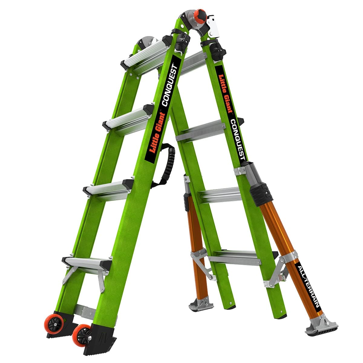 Little Giant Ladder Systems Conquest 2.0 All-Terrain, M17, 17ft, Multi-Position Ladder with Adjustable Outriggers, Fiberglass, Type 1A, 300 lbs Weight Rating, (17107-001)
