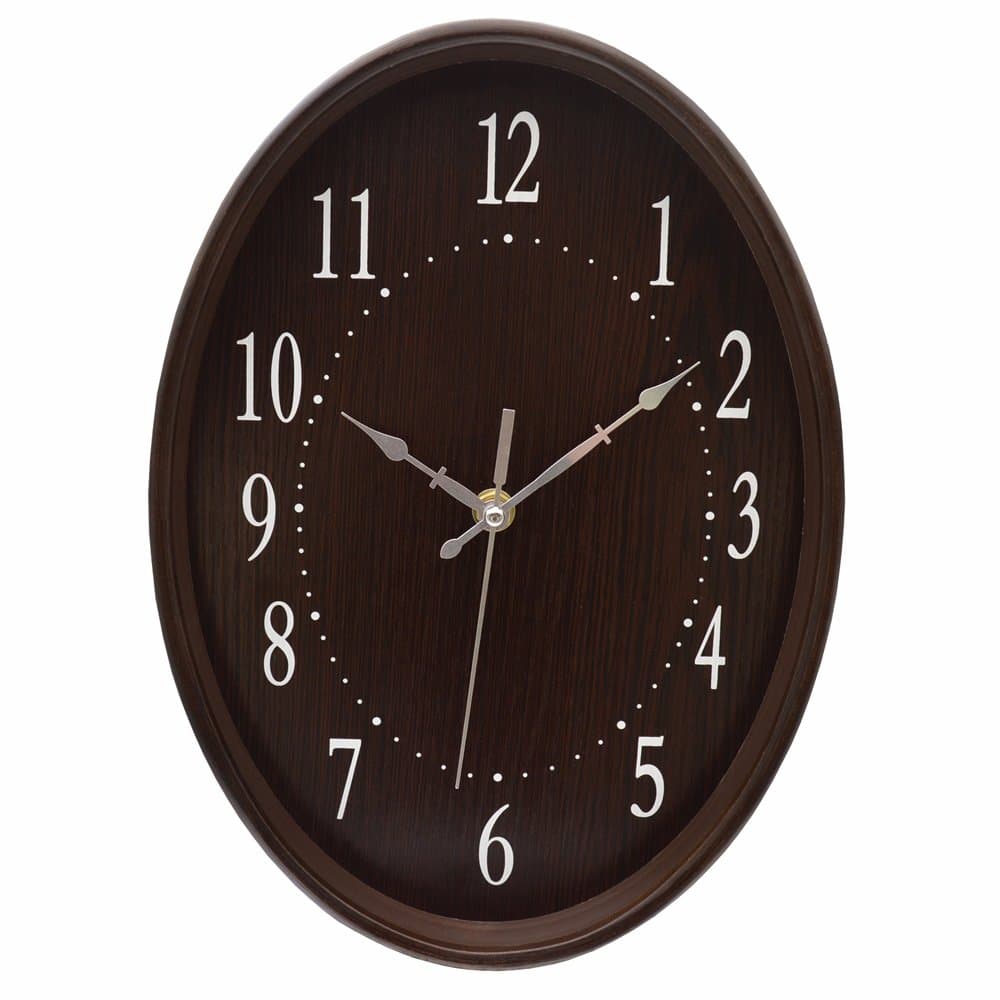 MISUE Silent Oval Wall Clock Natural Wood Frame NO-Ticking Decorative Sweeping Vintage Wooden Clocks