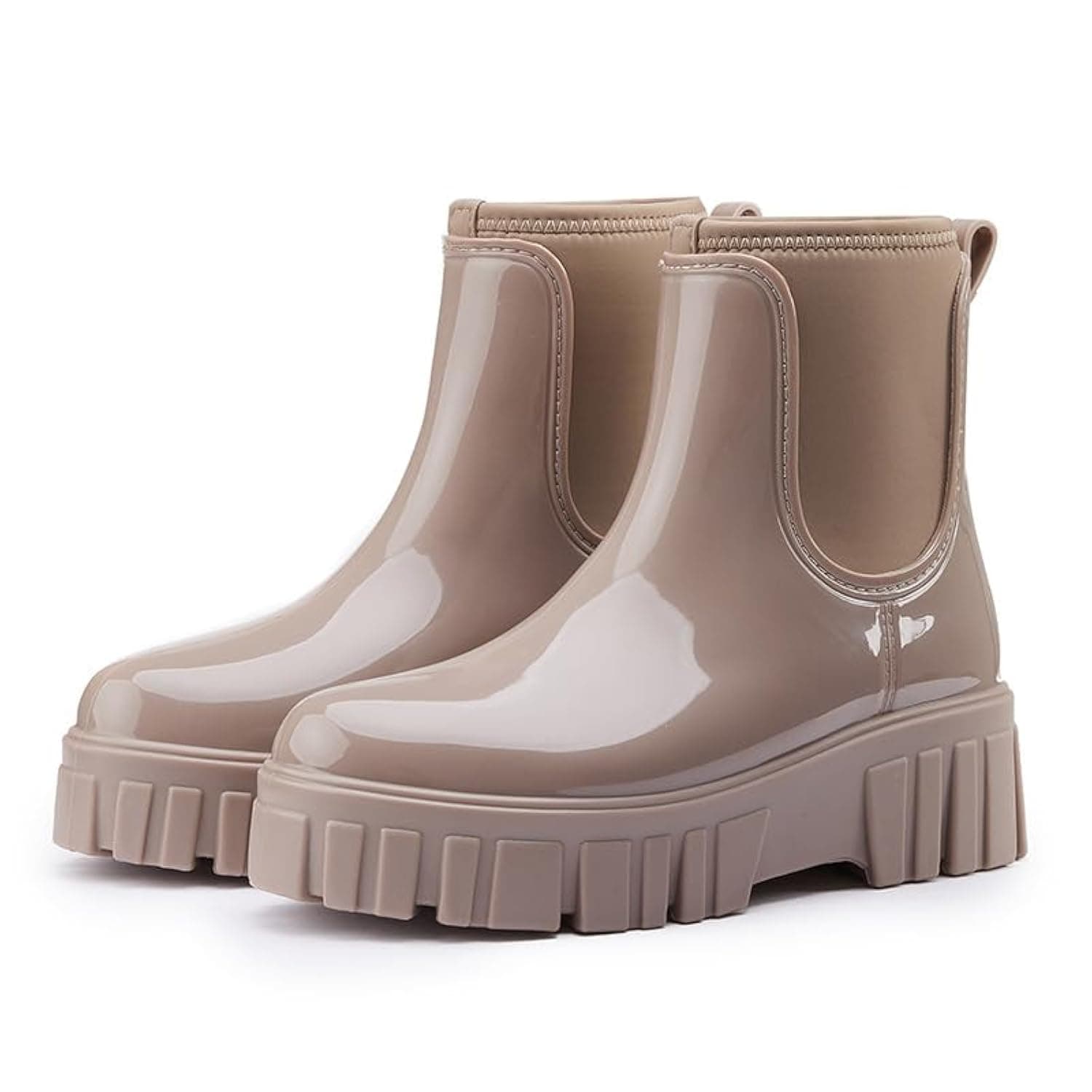 Gets Womens Rain Boots, Waterproof Platform Rubber Chelsea Rainboots, Comfortable Short Shoes Ankle Garden Boots for Outdoor Work