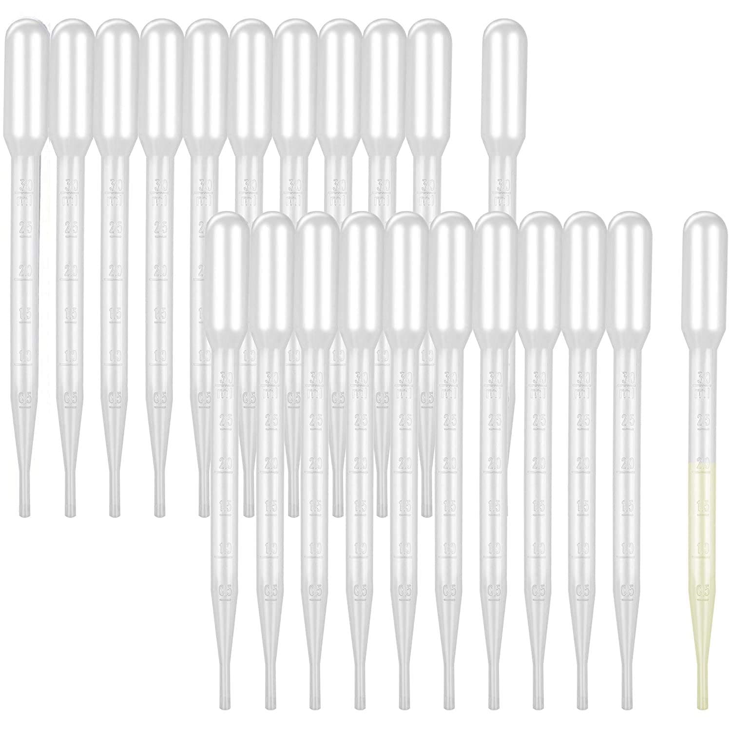 LOKIPA 50pcs Plastic Transfer Pipettes 3ml for Laboratory Daily Use