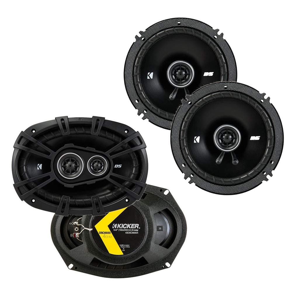 KICKER Speaker Package of 2 Items: DS Series Two 6"x9" Coaxial Speakers 4-Ohm & Two 6.5" Coaxial Speakers 4-Ohm - 1x 43DSC69304, 1x 43DSC6504