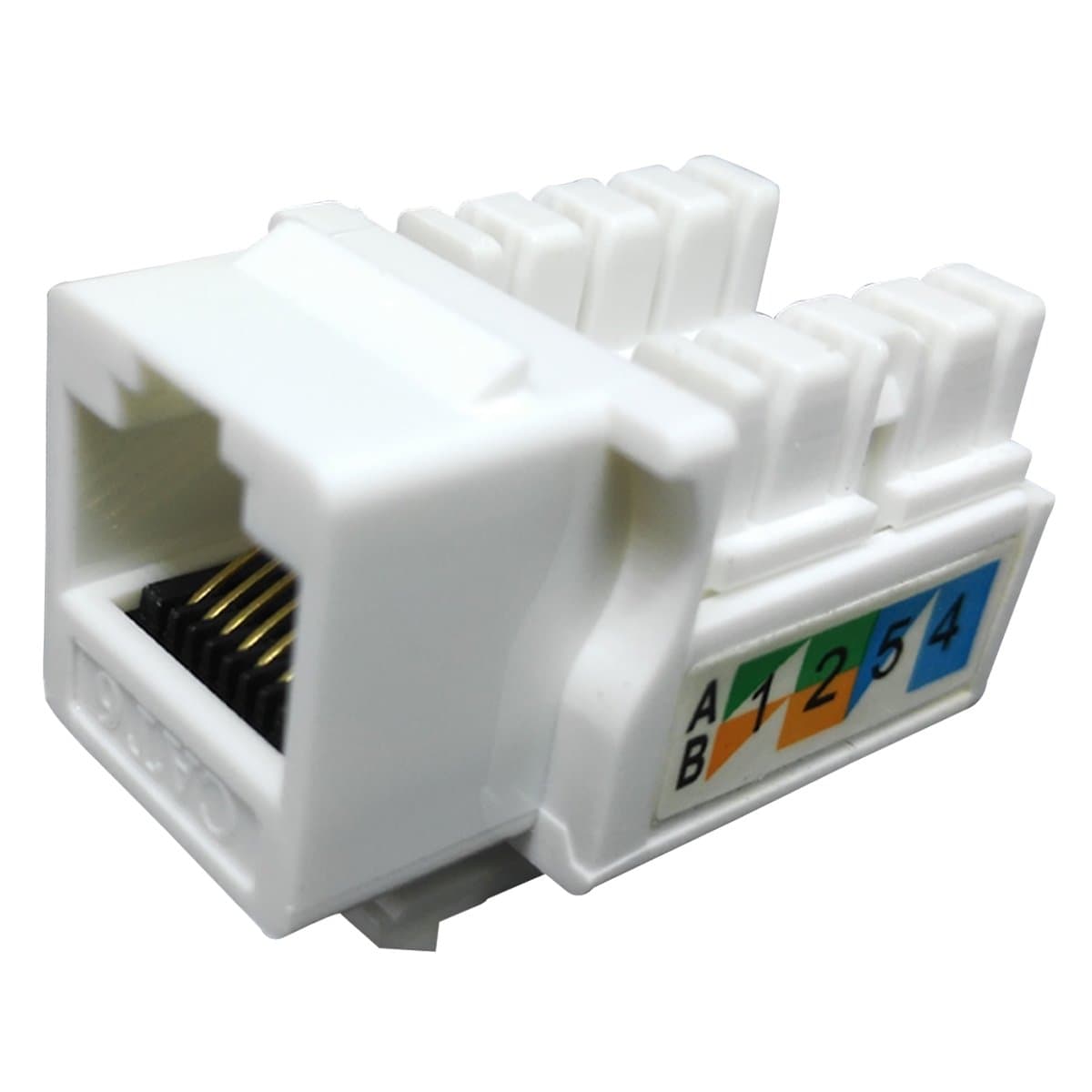 RJ45 Keystone Jack Ethernet Punch Down Cat 5 5e 6 Inserts Network Module (10-Pack White)