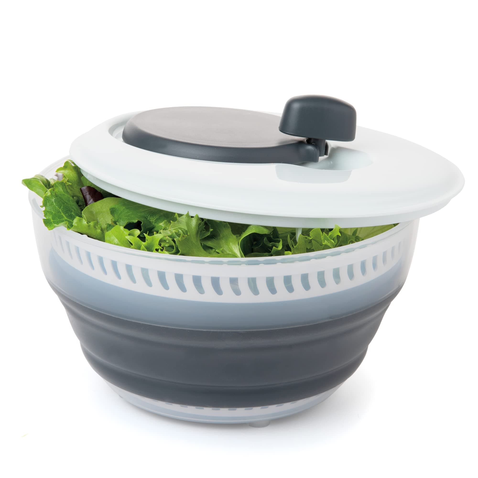 Prepworks by Progressive 3 Quart Space Saving Folding Collapsible Drainer, & Colander for Salad Preparation and Food Washing (Grey)