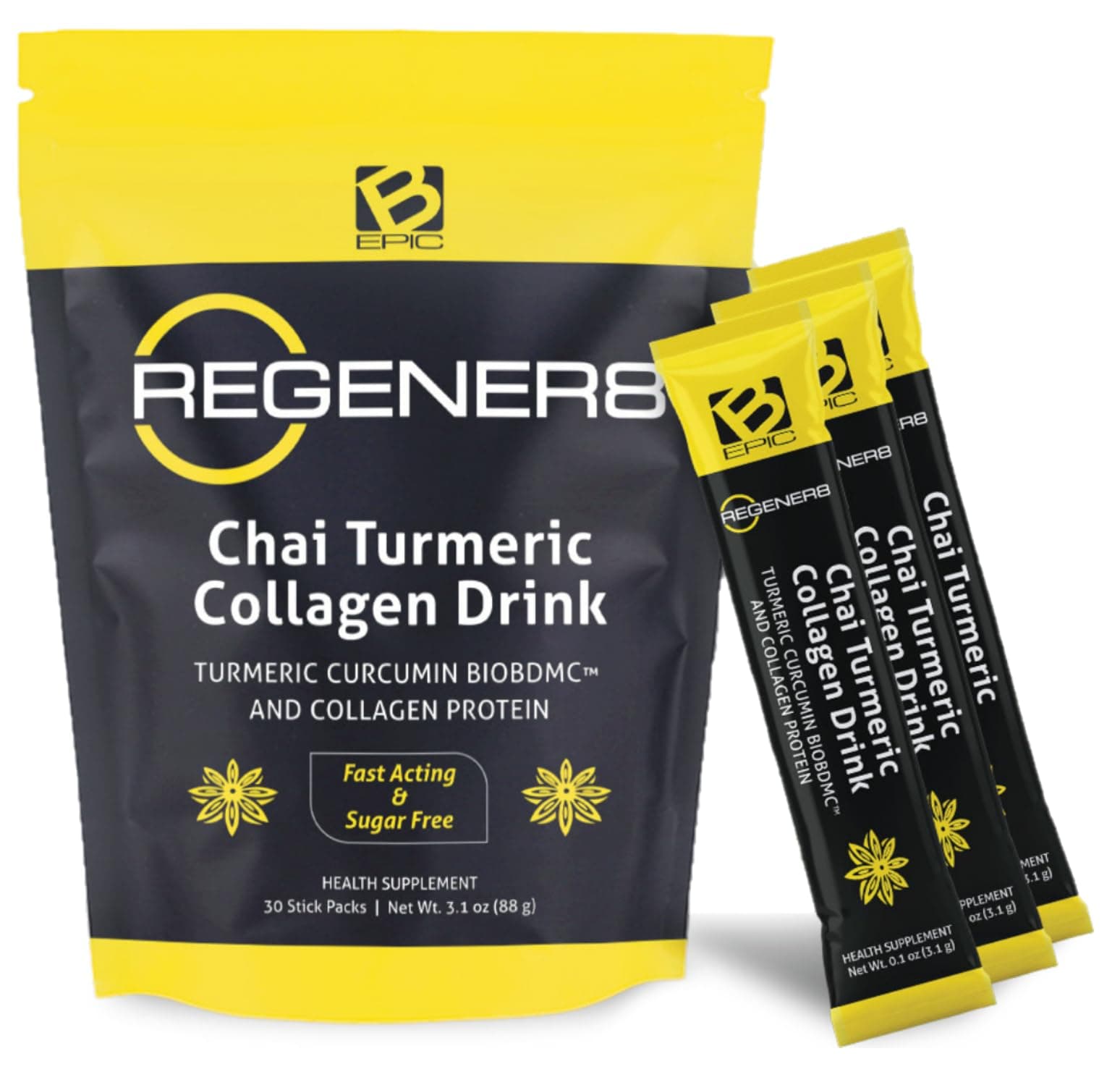BEpic Regener8 | Chai Flavored Turmeric Curcumin Collagen Drink