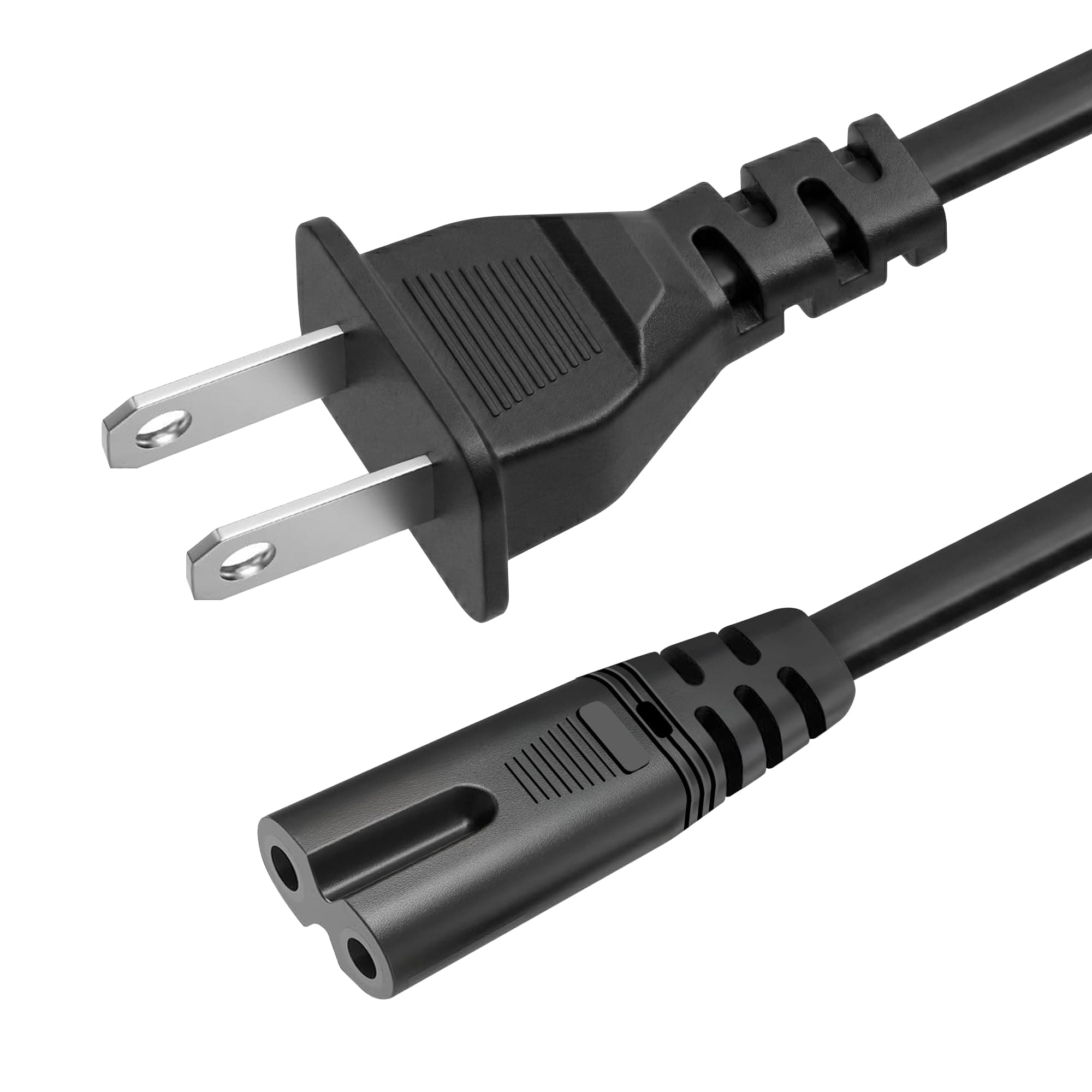 AC 2 Prong C8 Power Cord 5ft Standard 2-Slot for TV PS4 PS5 Speaker Monitor Xbox Wall Power Cable Replacement Black