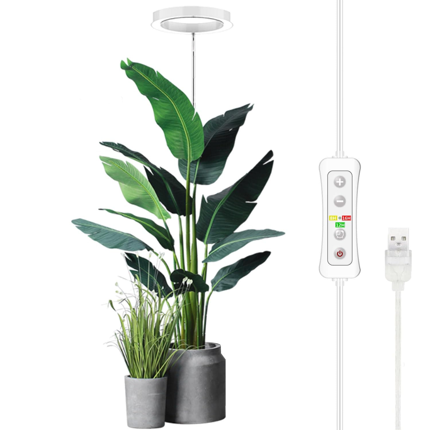 Plant Grow Light, LED Growing Light Full Spectrum for Indoor Plants,Height Adjustable, Automatic Timer, 5V Low Safe Voltage,Idea for Small Plant Light
