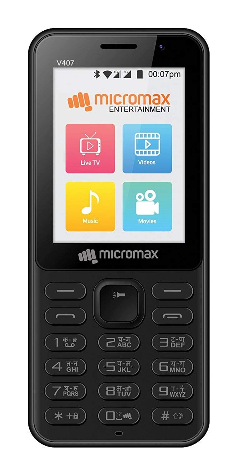 Micromax Bharat 1, V407 (Single Sim 4G), Black