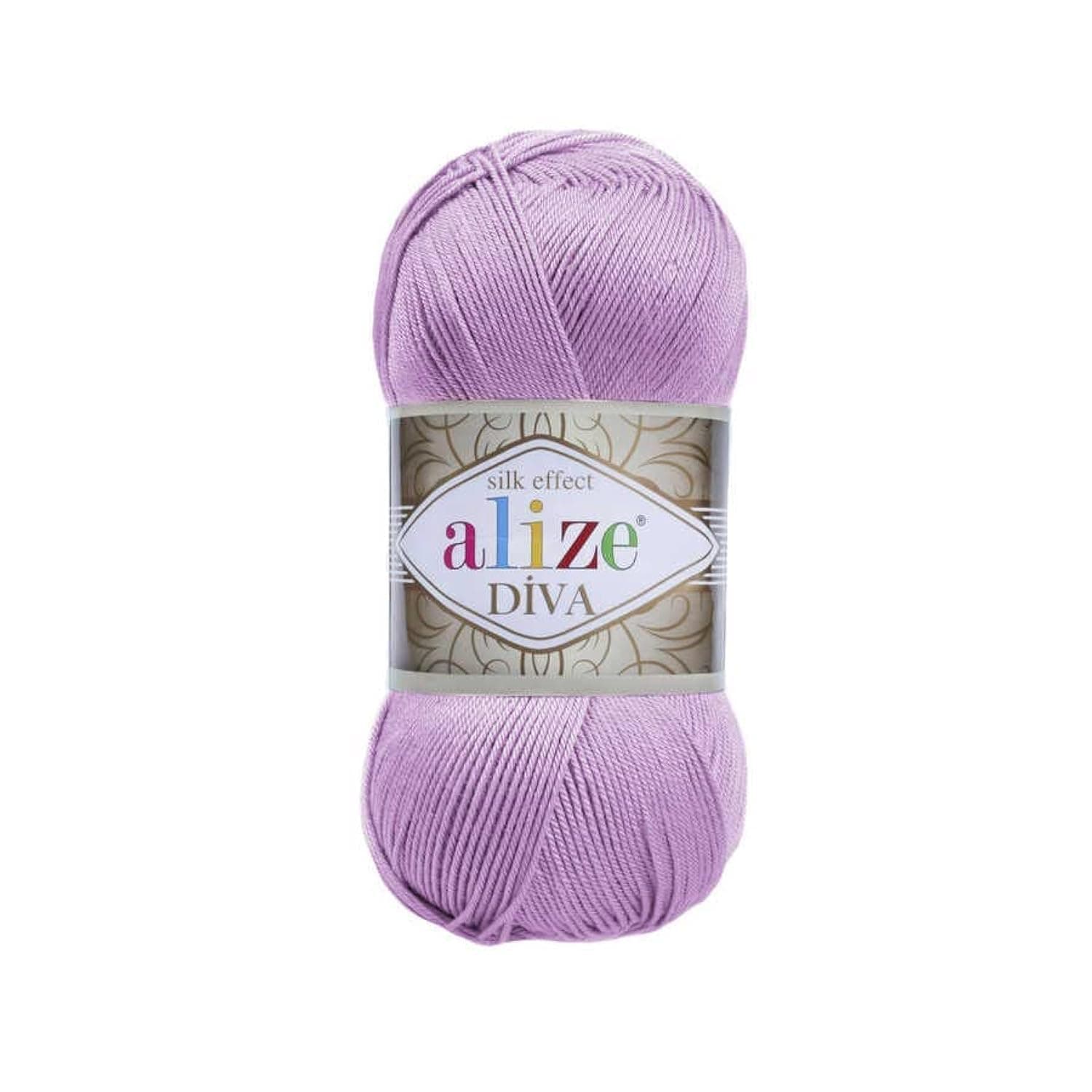 Alize 100% Microfiber Acrylic Diva Silk Effect Knitting Sport Crochet Yarn Lot of 4 Ball skeins 400gr 1532yds Color (474 Lilac)