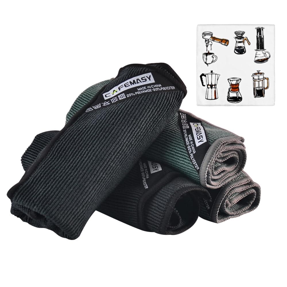 CAFEMASY Barista Micro Cleaning Towels Pack 4pcs Soft Absorbent Non-Abrasive Micro Cleaning Cloth for Barista to Clean Steam Wand Coffee or Espresso Machine