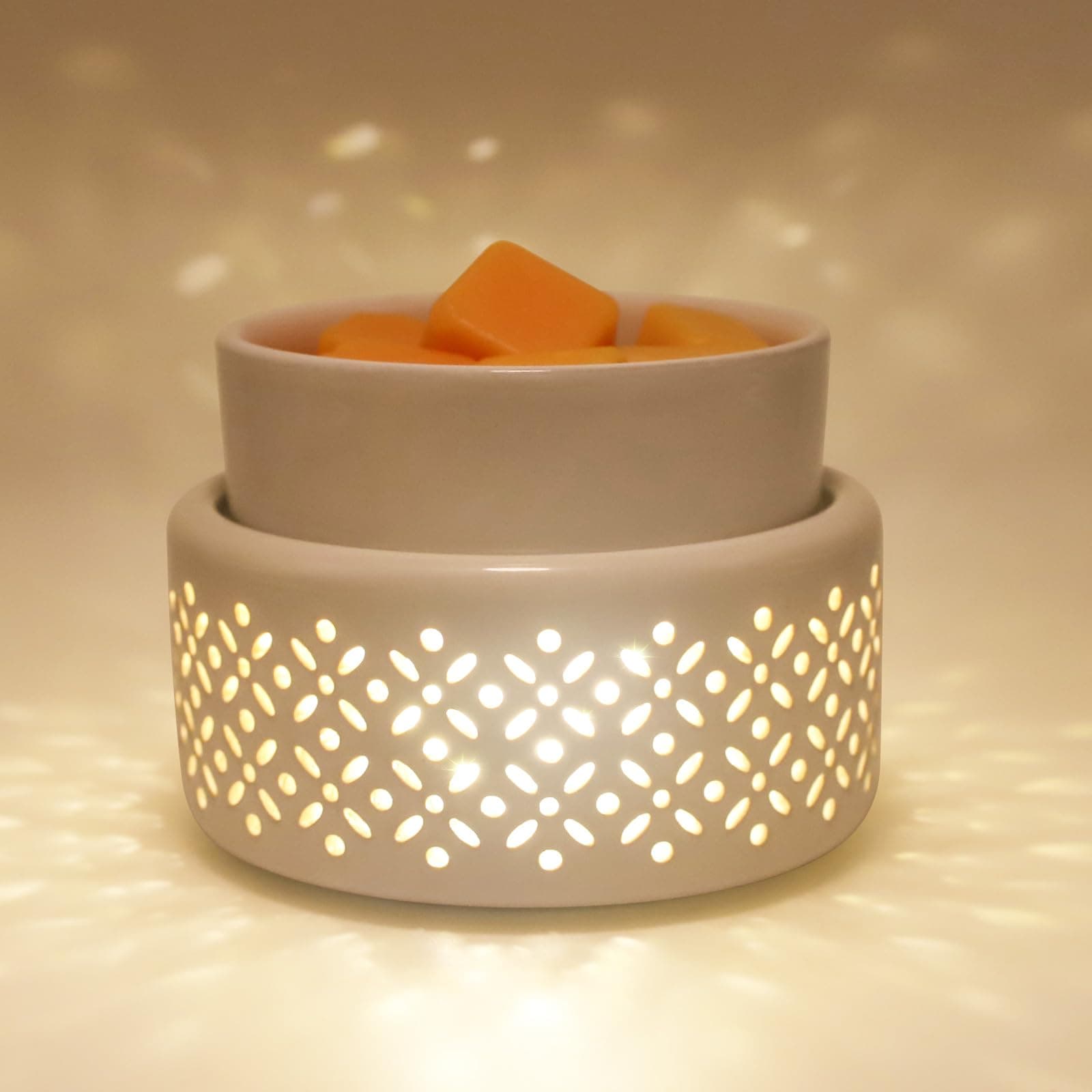 VICTORIA AROMA Ceramic Wax Melt Warmer - LED Night Light Candle Wax Warmer for Scented Wax, Electric Fragrance Wax Melter for Home, Office, Bedroom Decor, and Gifts