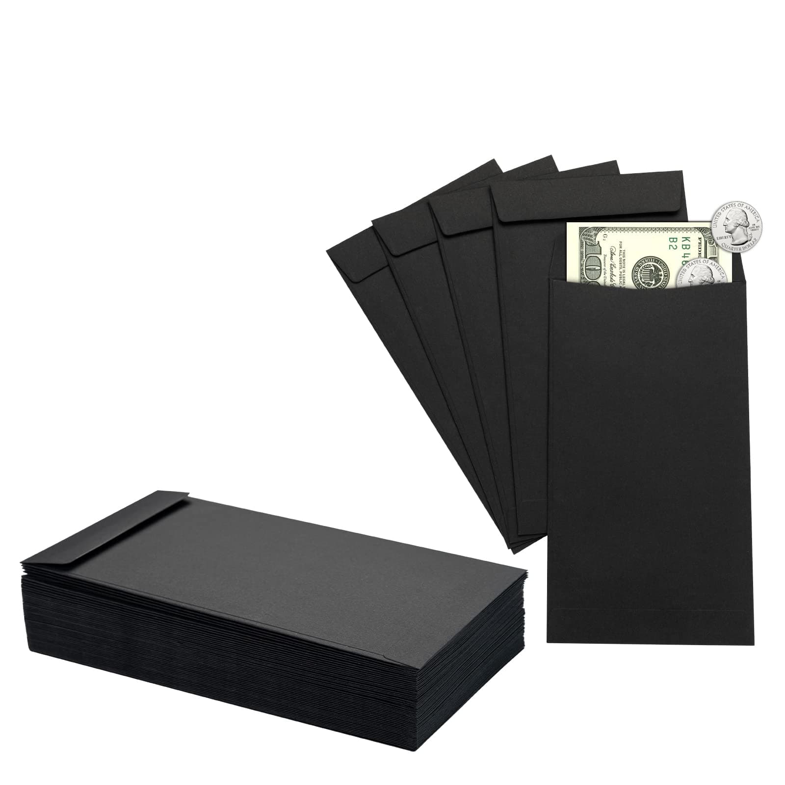 100 Pack Money Envelopes for Cash, 3.5 x 6.5 Inch Cash Envelopes for Budgeting - 100 Envelopes Money Saving Challenge, Ideal for Cash, Money Saving, Checks, Gift Cards & Tickets (Black)