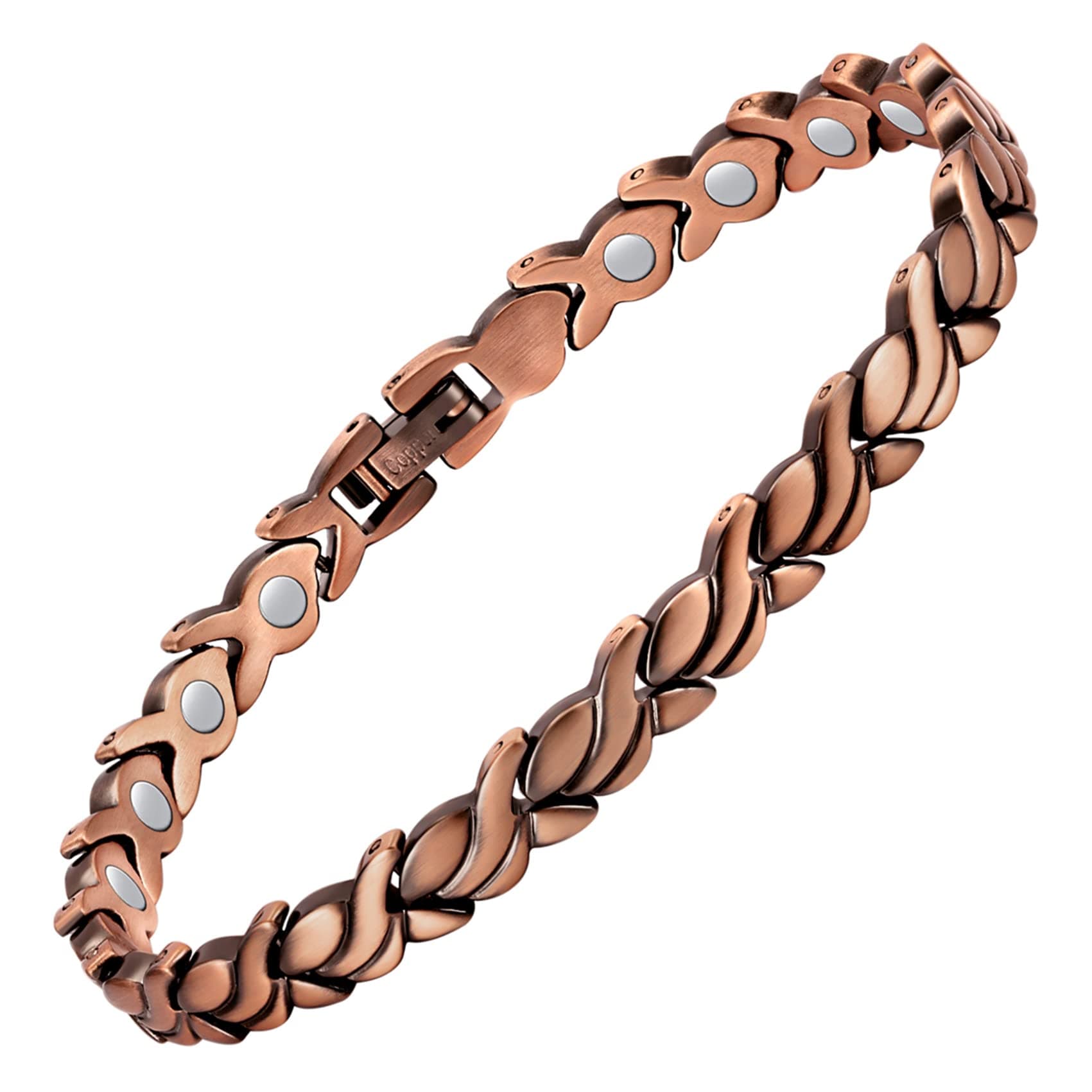 Copper Bracelet for Women 99.99% Solid Copper Magnetic Bracelets, Unique X Shape Links, Magnetic Field Therapy Jewelry Gifts