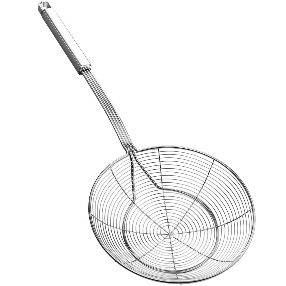 Strainer Skimmer Spider Ladle Stainless Steel, Kitchen Wire Net Spoon with Handle for Frying Scooping Food, Pasta, Spaghetti, Noodle (Diameter: 7.1inch/18cm, Total Length 17.3inch/44cm)