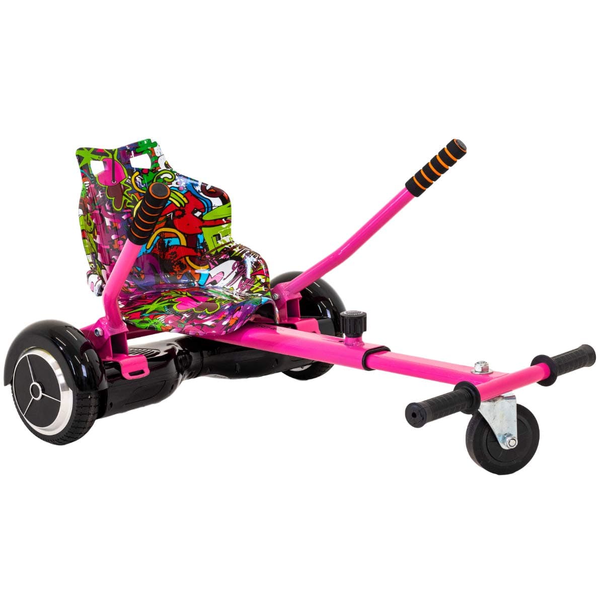 HoverKart Pink Graffiti Kart Attachment Fits All Hoverboards Swegways .6.5”, 8", 10" Adjustable Hoverboard seat go Kart for Hoverboard Compatible Sleek Cool UK Seller Limited Edition